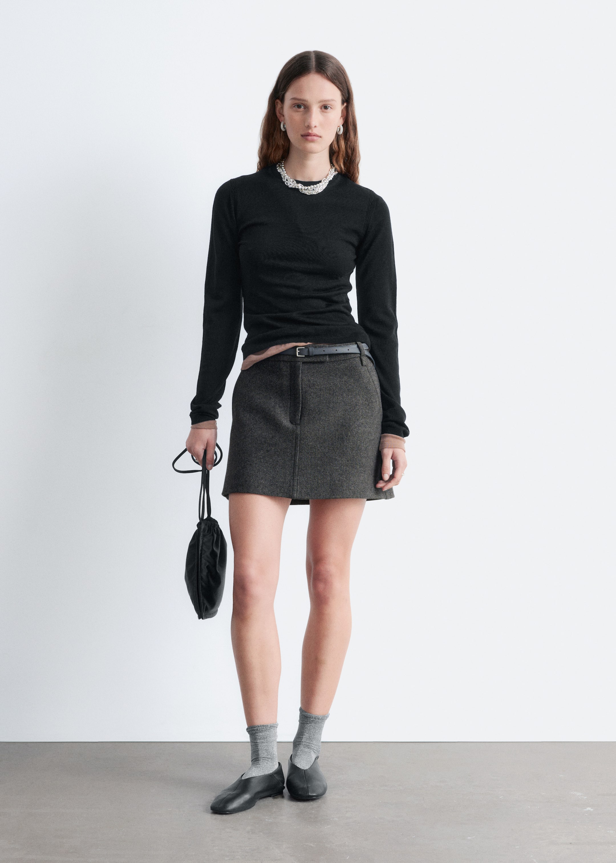 Agrandir l'image: Mini-jupe en laine - Gris foncé - FEMME | H&M CH 1