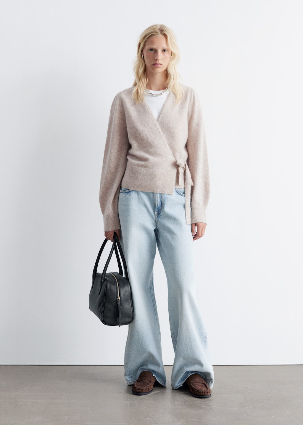 Image of Mohair-Blend Knitted Wrap Cardigan