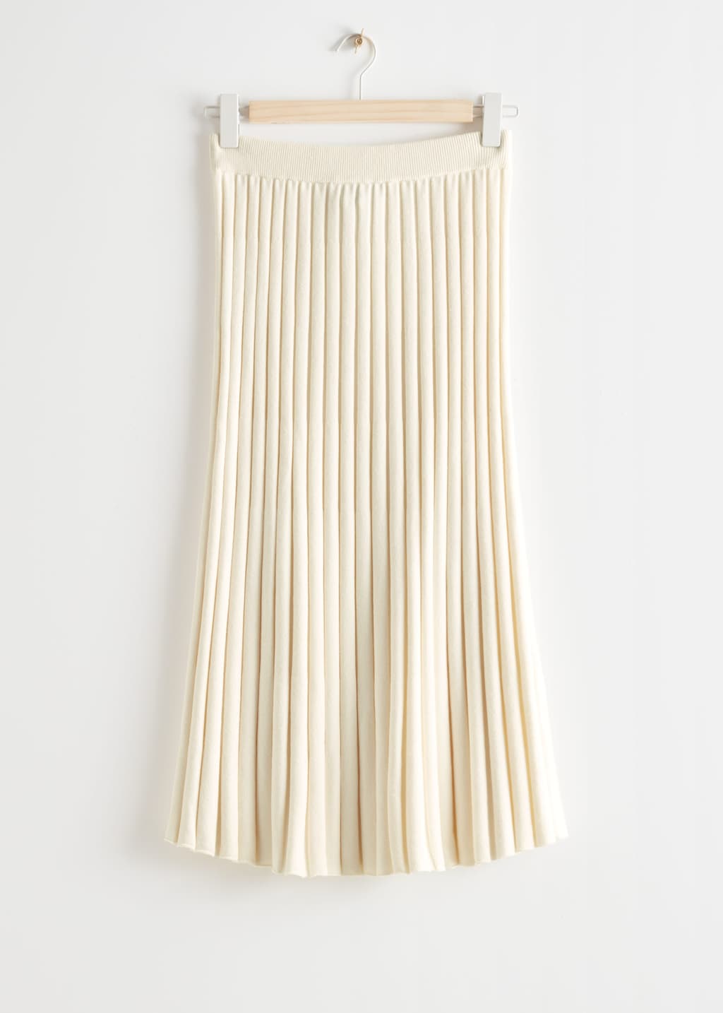 Rib Knit Midi Skirt - Cream - Bodegón