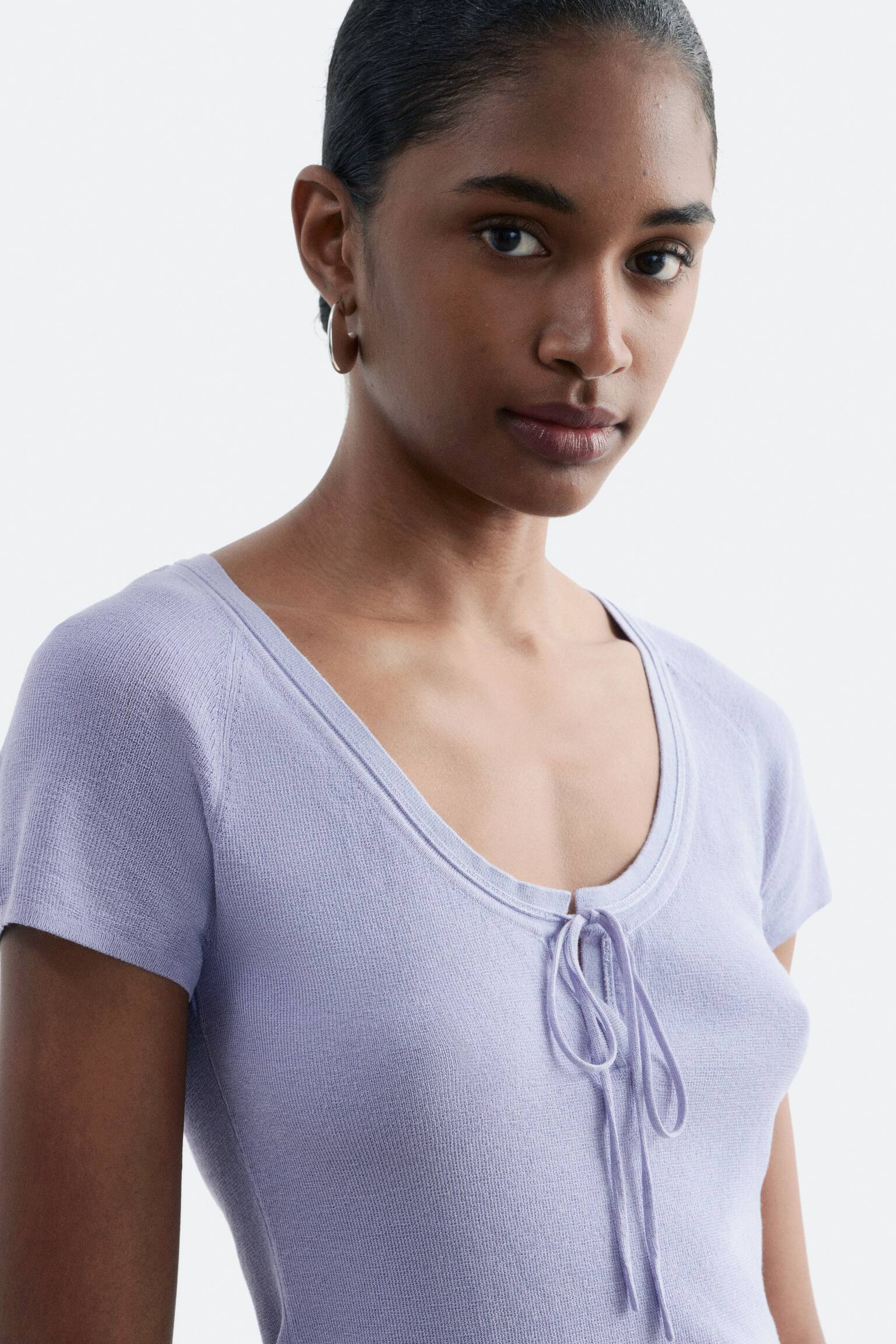 Camisola com atilhos à frente - Roxo/Preto - 4