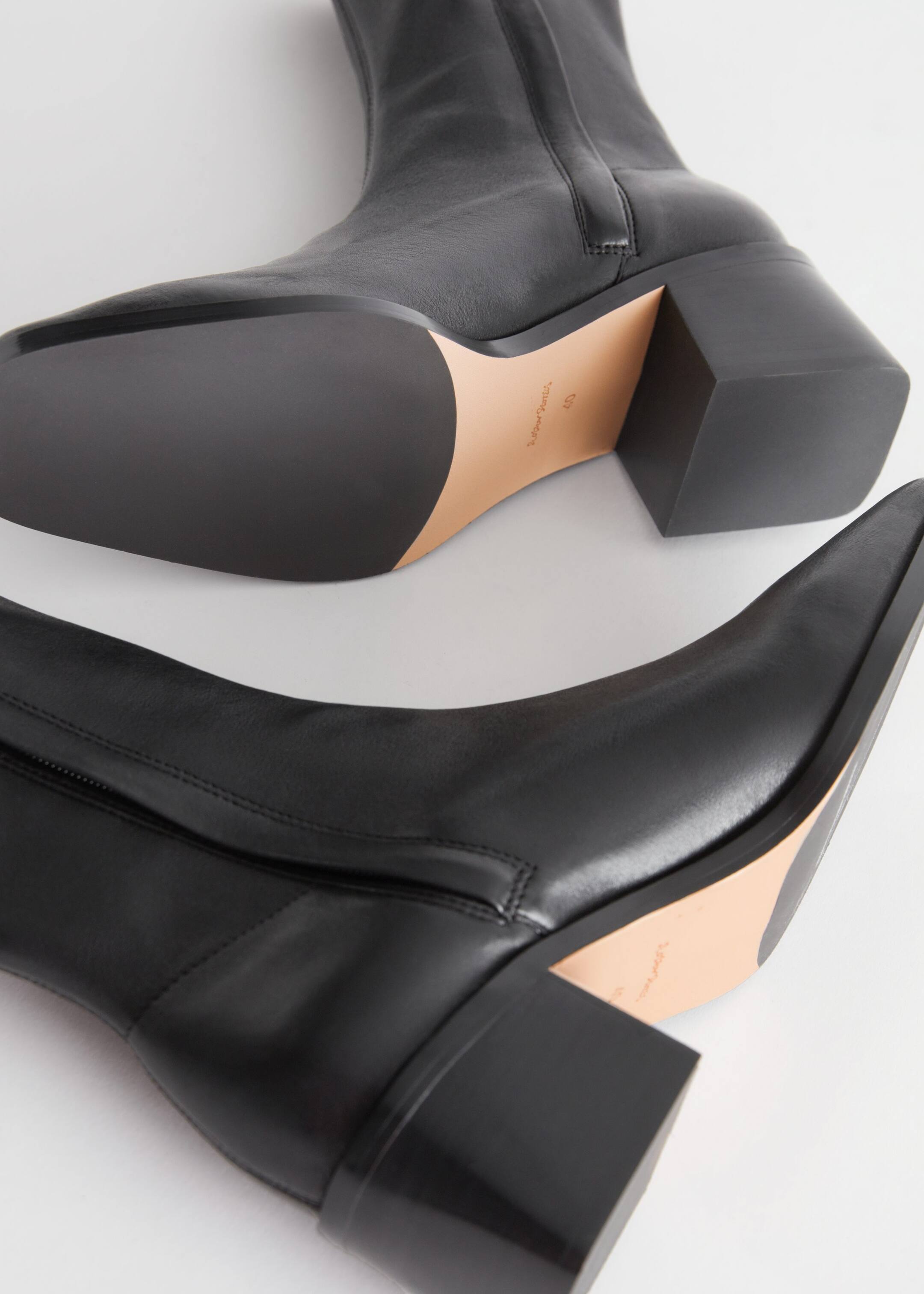 Ingrandisci l'immagine: Squared Leather Sock Boots - Black - DONNA | H&M CH 4