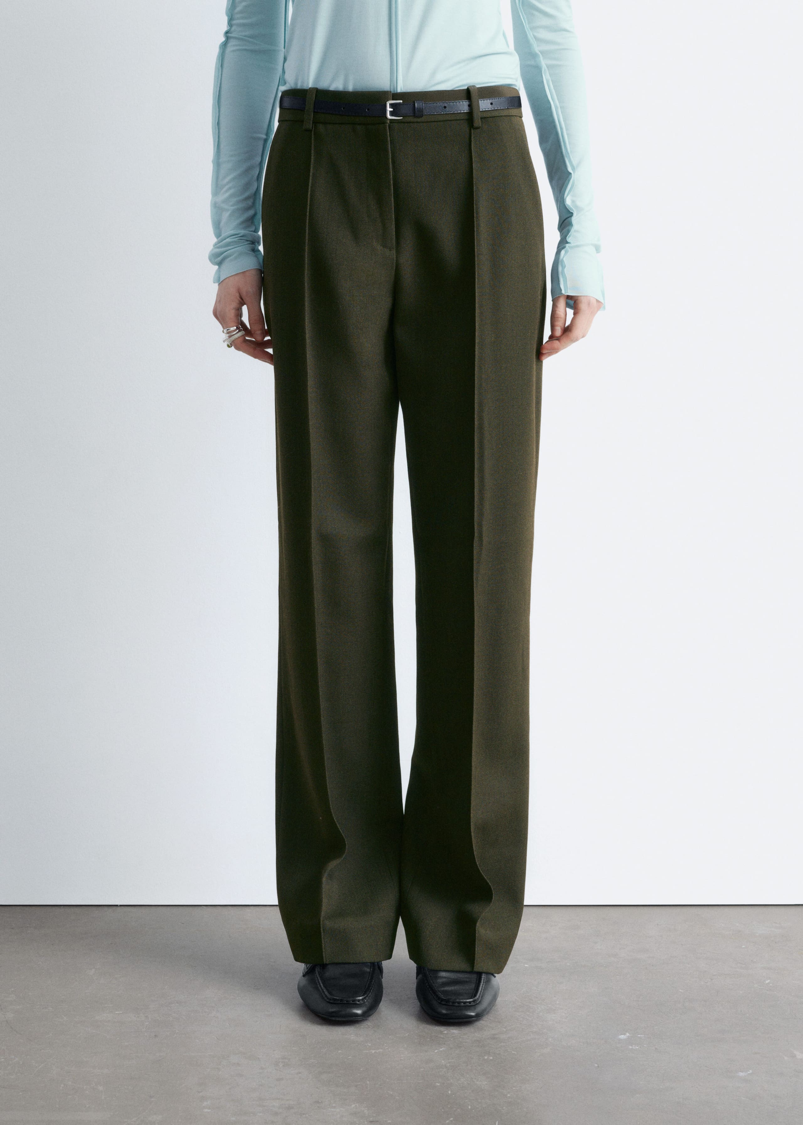 Image of Wool-Blend Tailored Trousers