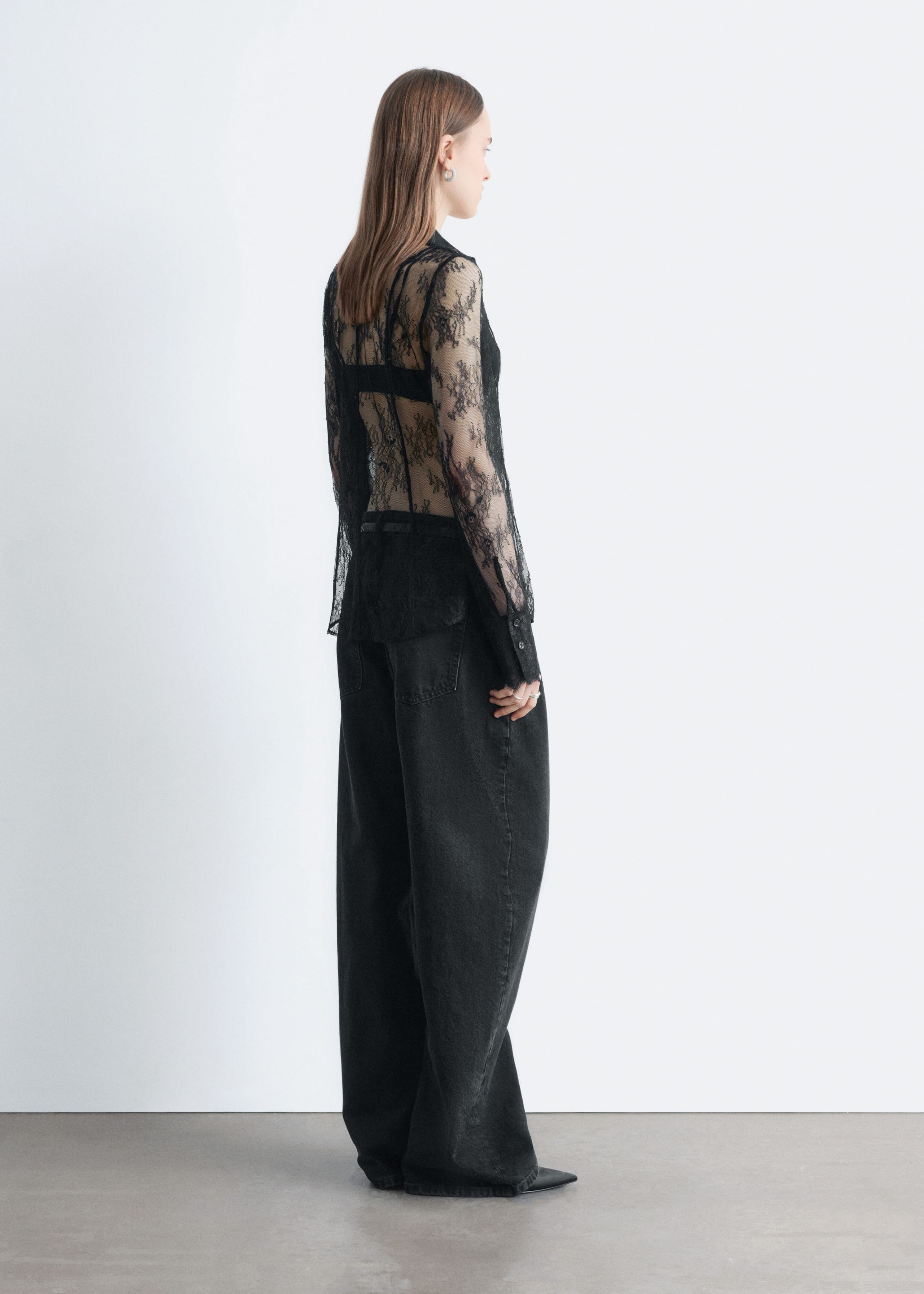 Tapered Lace Shirt - Black - Lookbook