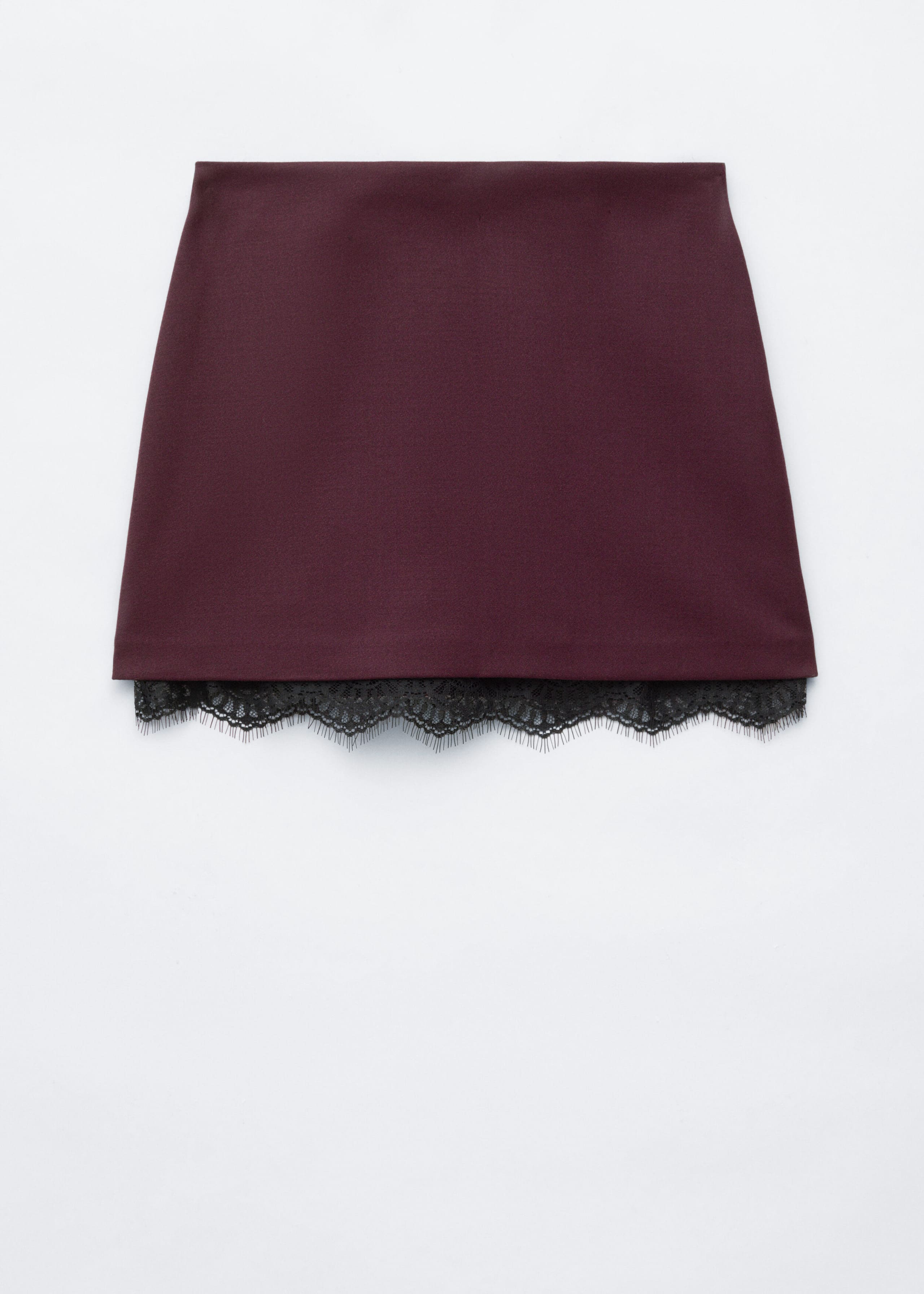 Lace-Trim Mini Skirt - Dark Red - Still Life