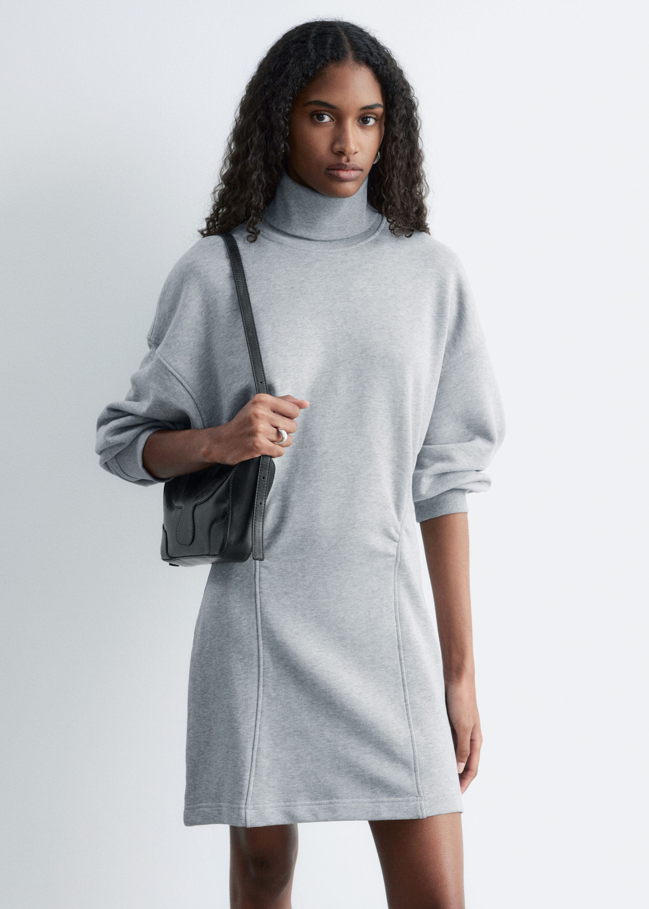 Image of Turtleneck Jersey Mini Dress