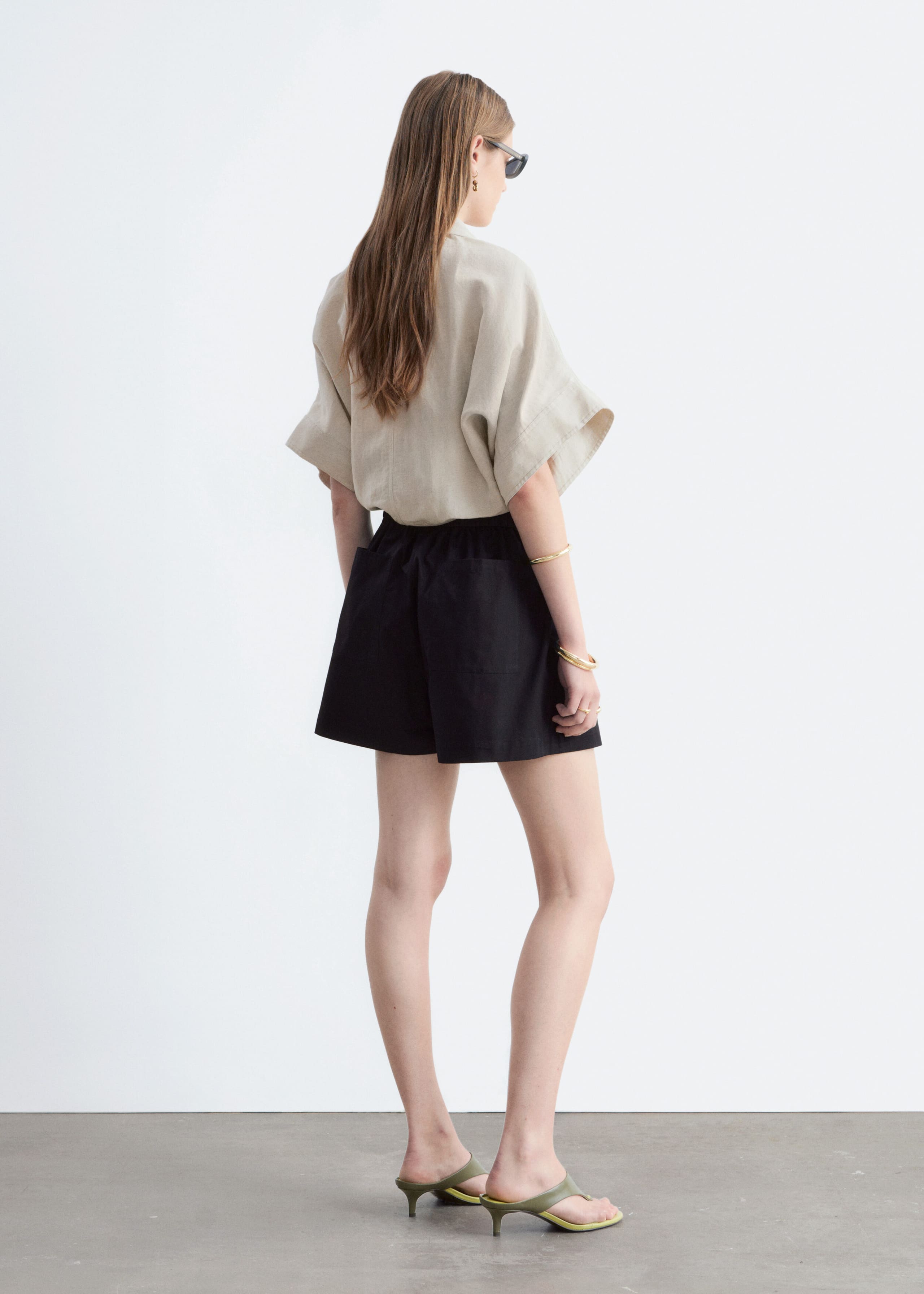 High-Waist Cotton Shorts - White - Lookbook