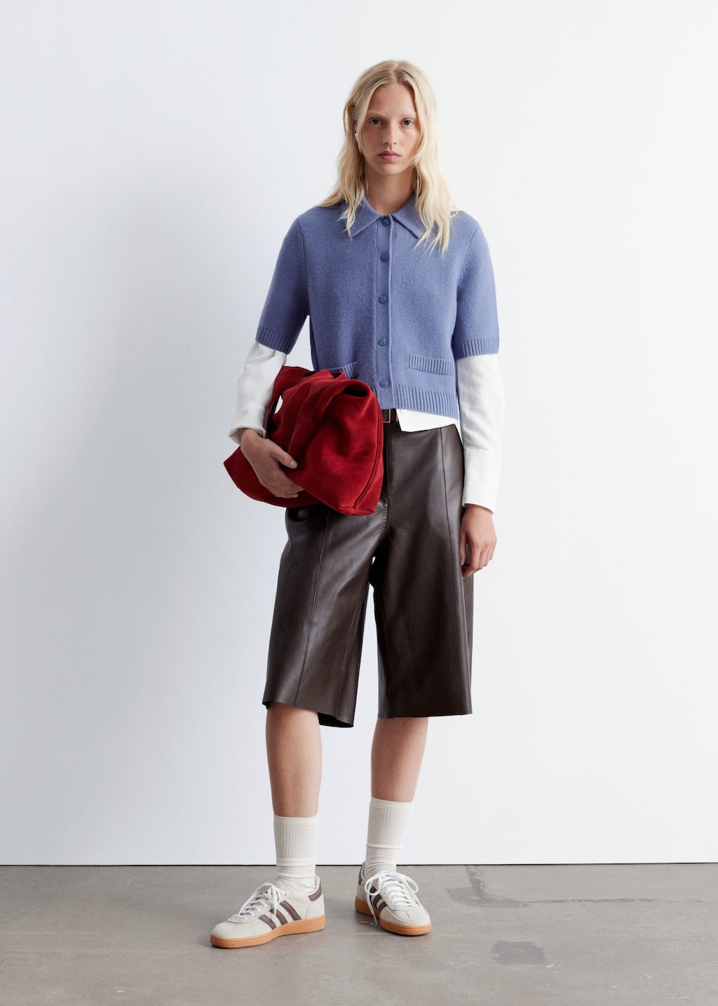 Image of Short-Sleeve Merino-Blend Cardigan