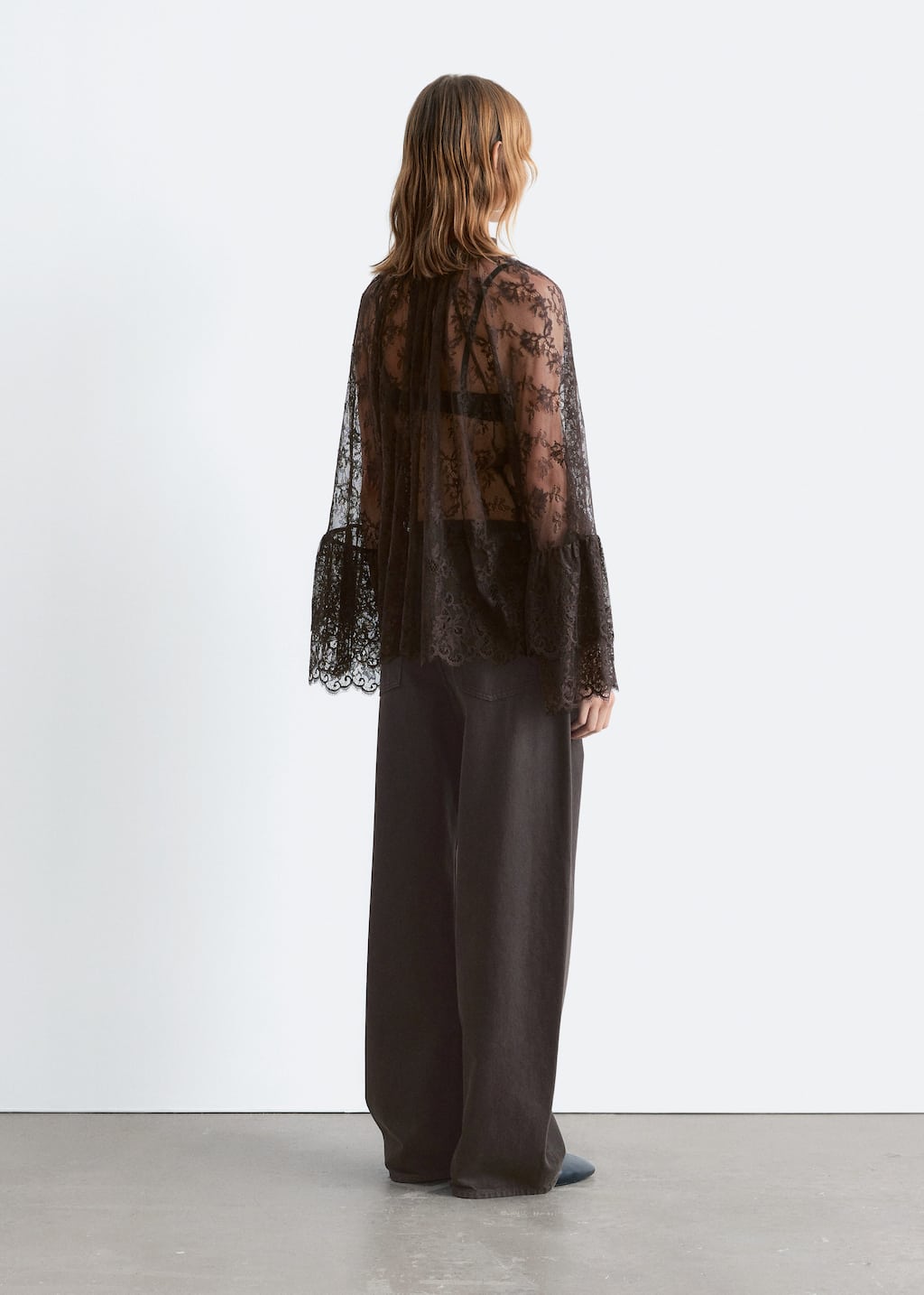 Image of Flounced Lace Blouse