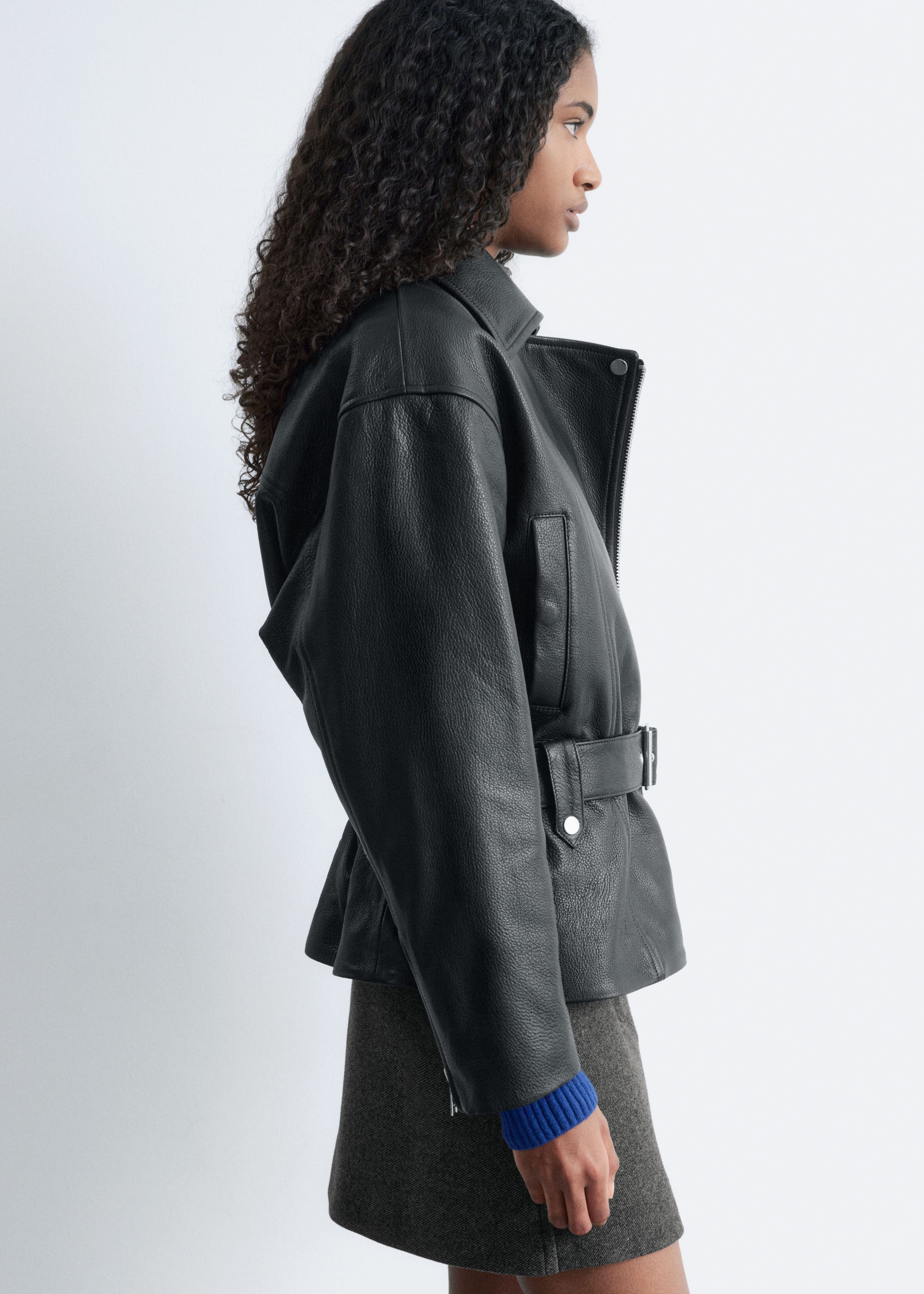 Image of Bikerjacke aus Leder mit Gürtel