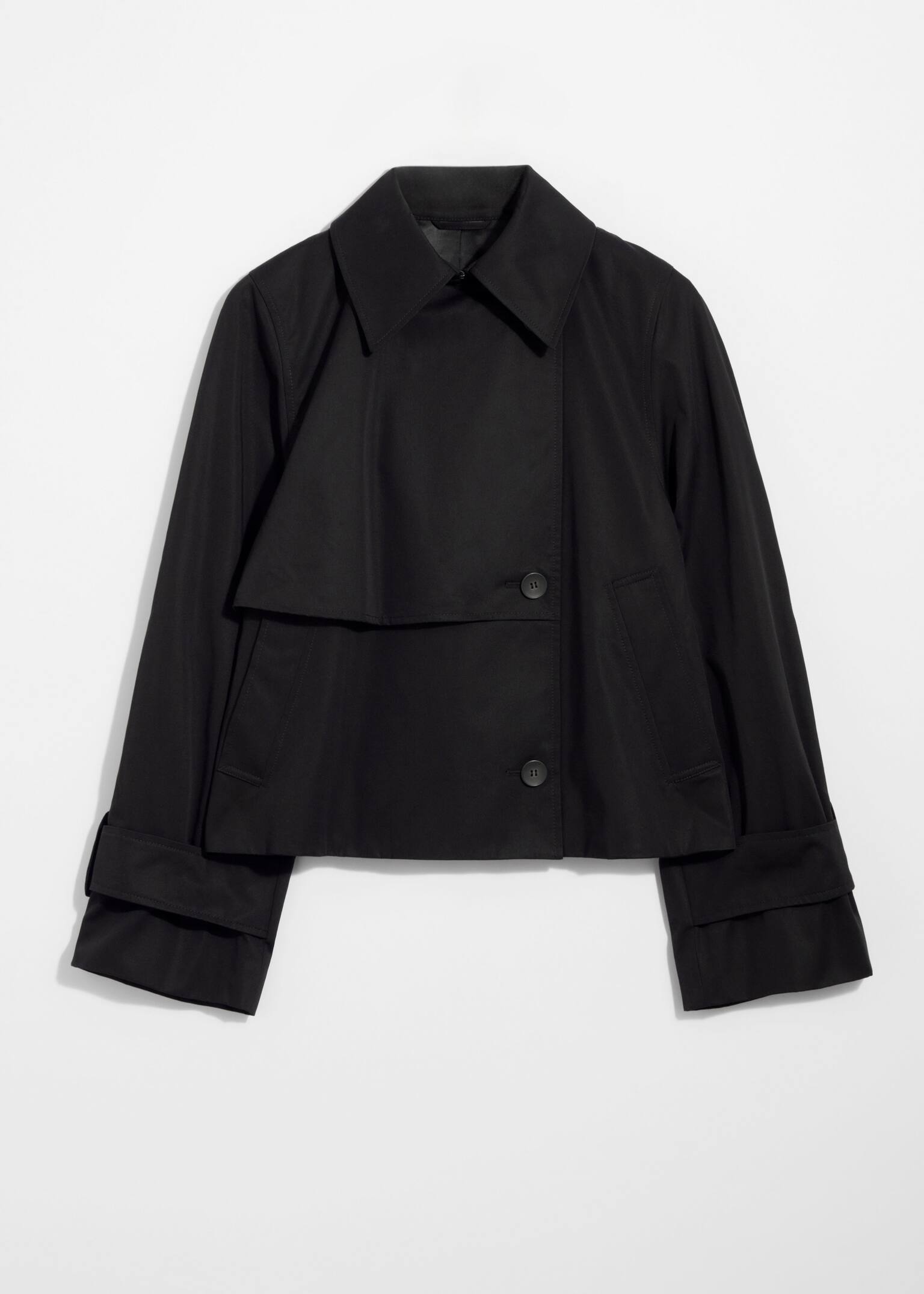 Short Trench Coat Jacket - Black/Beige/Dark Brown
