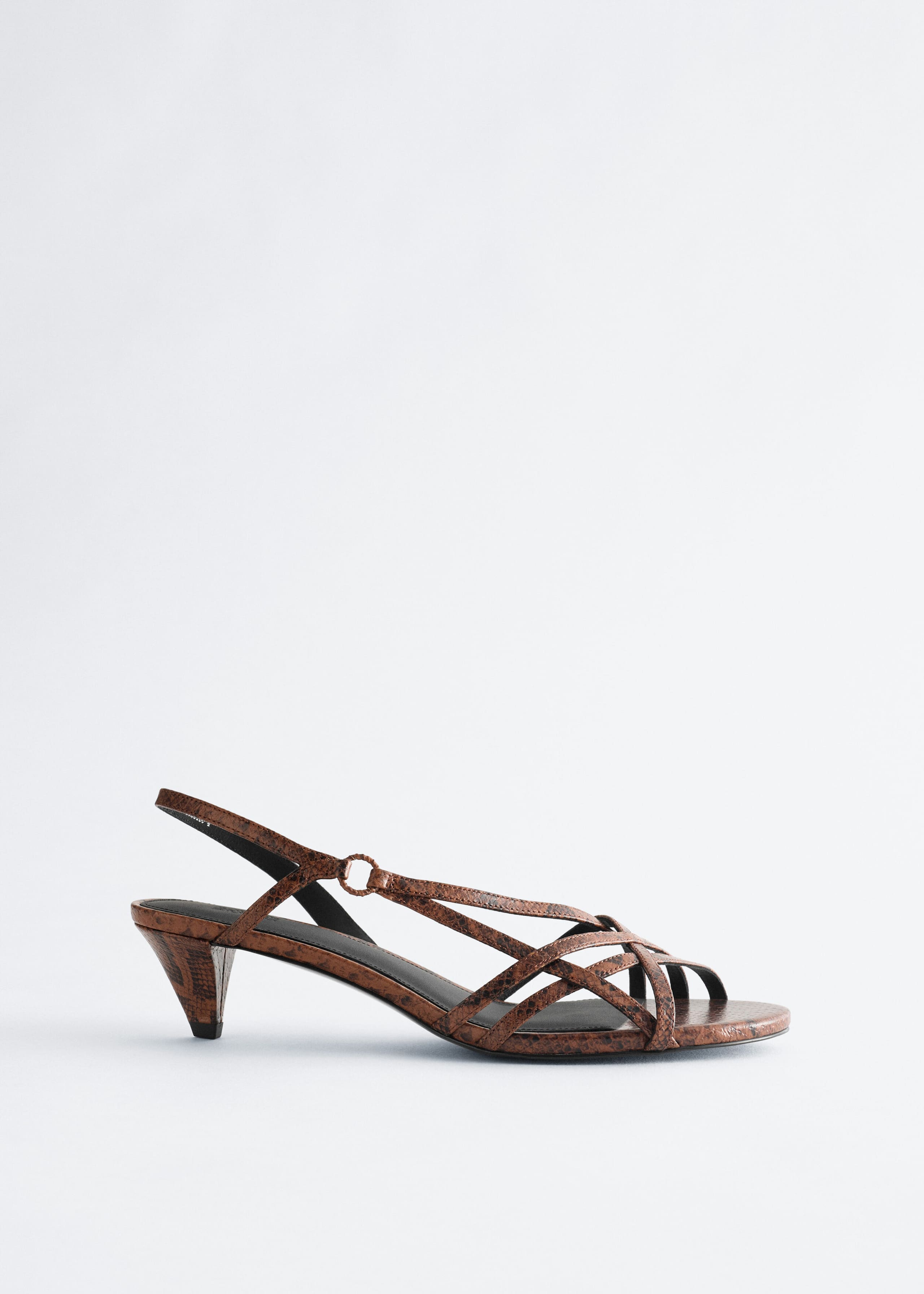 Strappy Leather Sandals - Brown/Snake Print - Still Life