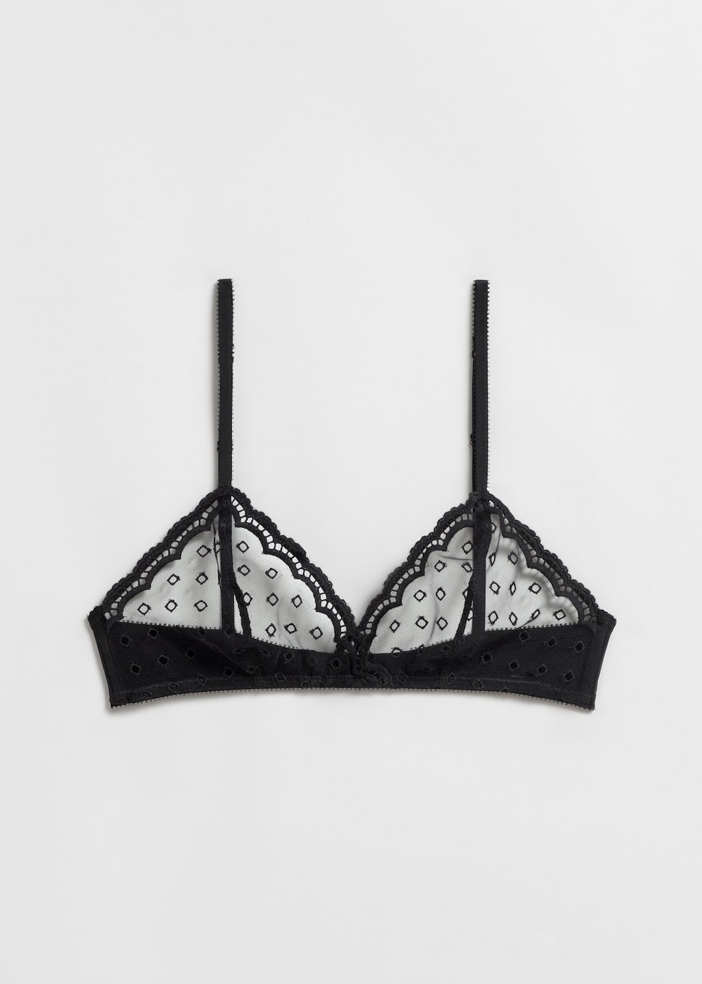 Bestickter Soft-BH mit Spitze - Schwarz - Stillleben