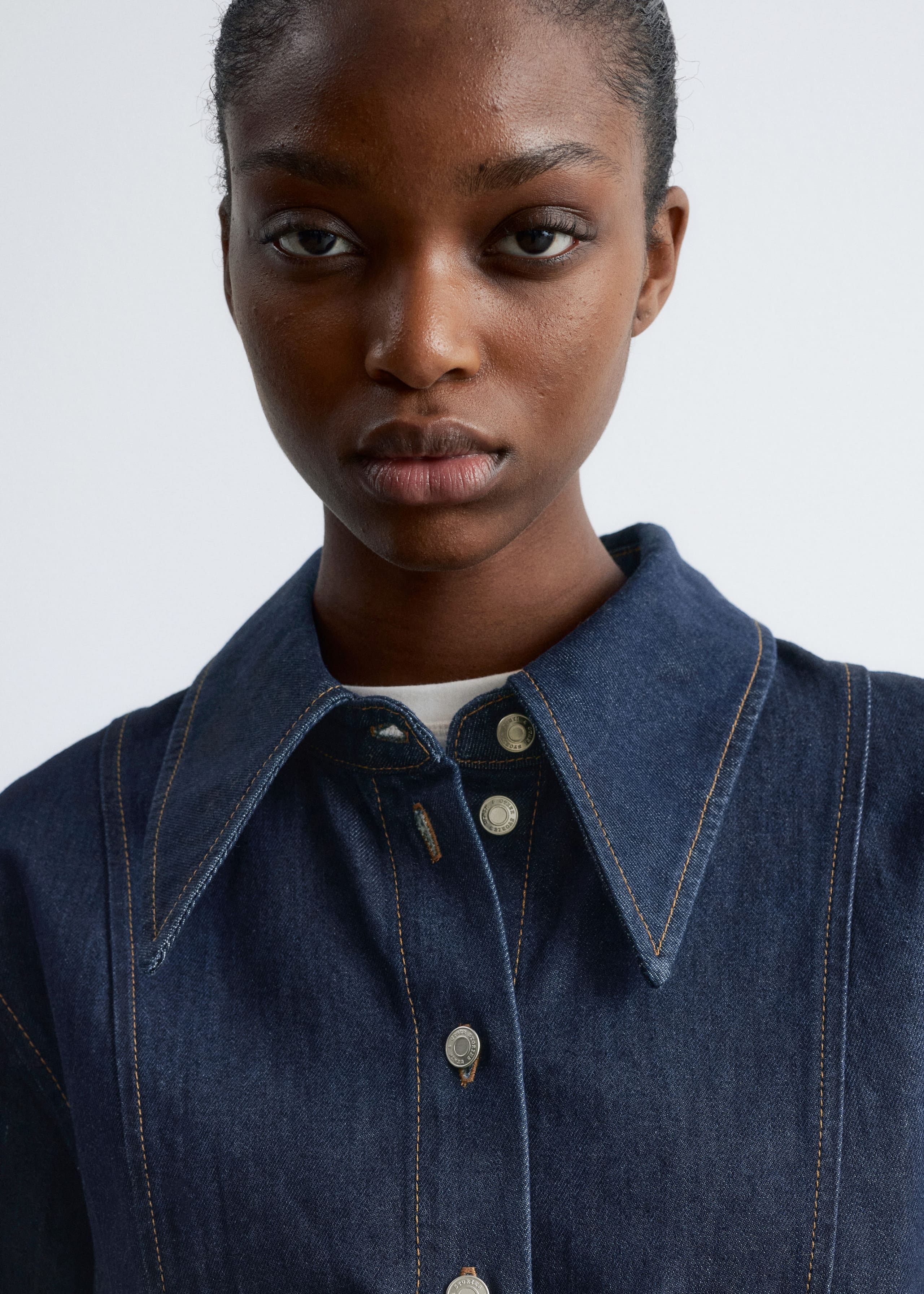 Image of Topstitched Denim Shirt