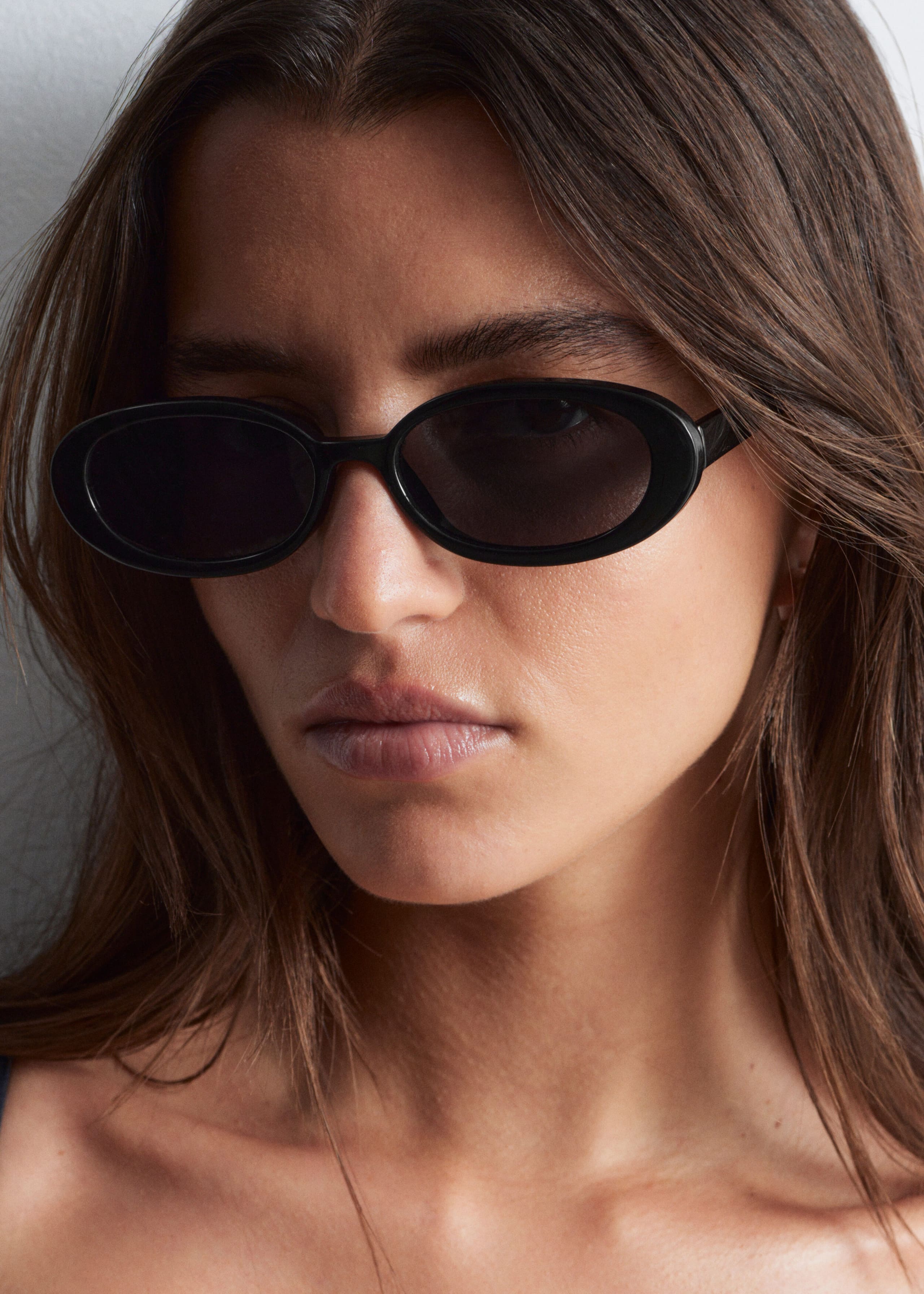 Image of Slim Oval-Frame Sunglasses