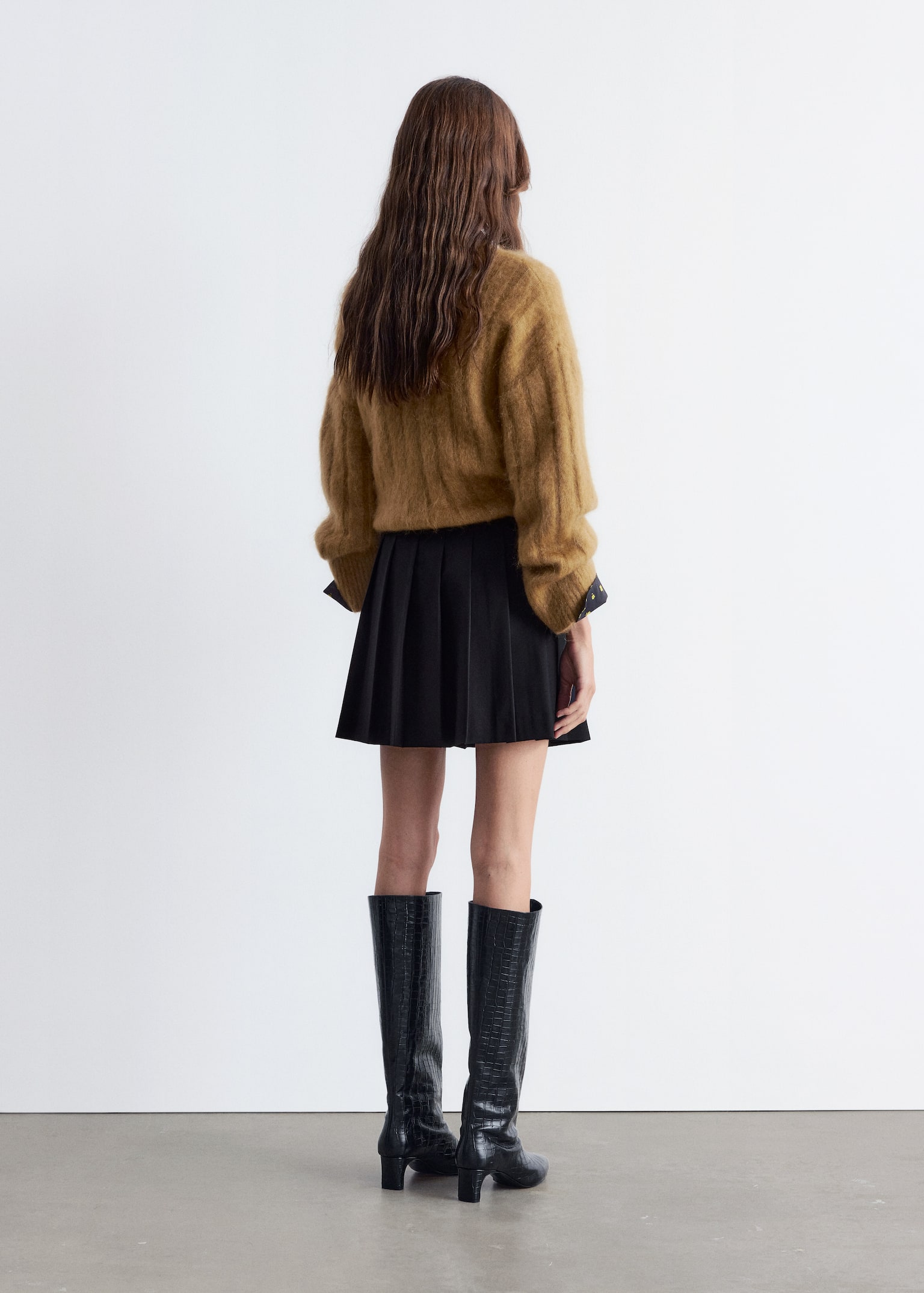 Pleated Mini Skirt - Black/Dark Grey - 5