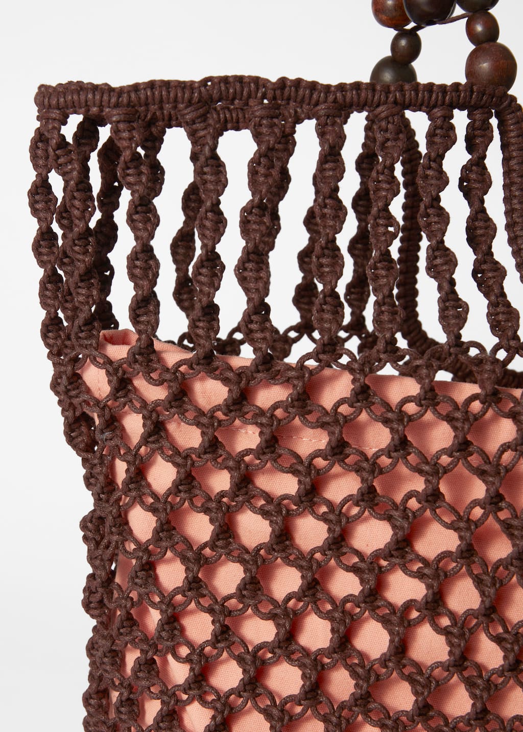 Bead-Detail Crocheted Tote Bag - {{variantName}} - Descriptive Detail