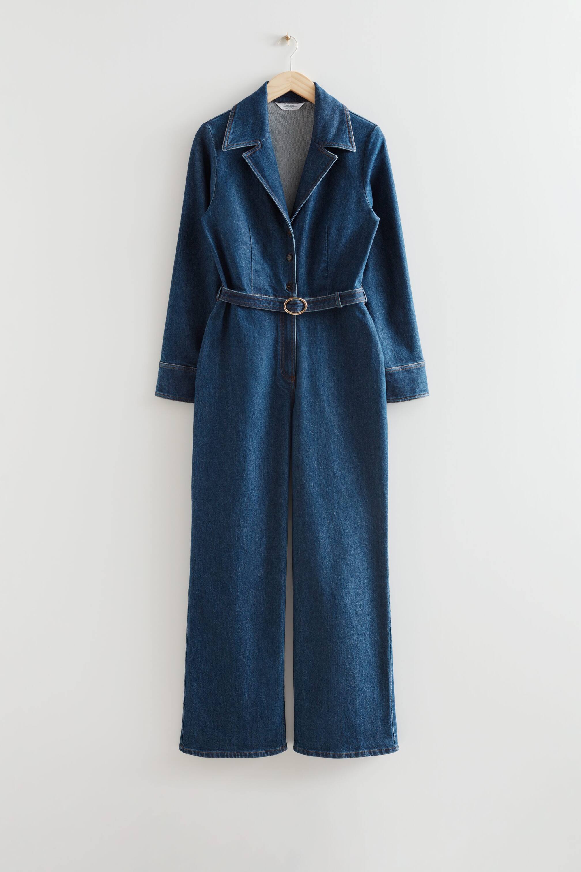 View larger image: Flared Denim Jumpsuit - Dark Blue - Ladies | H&M GB 1