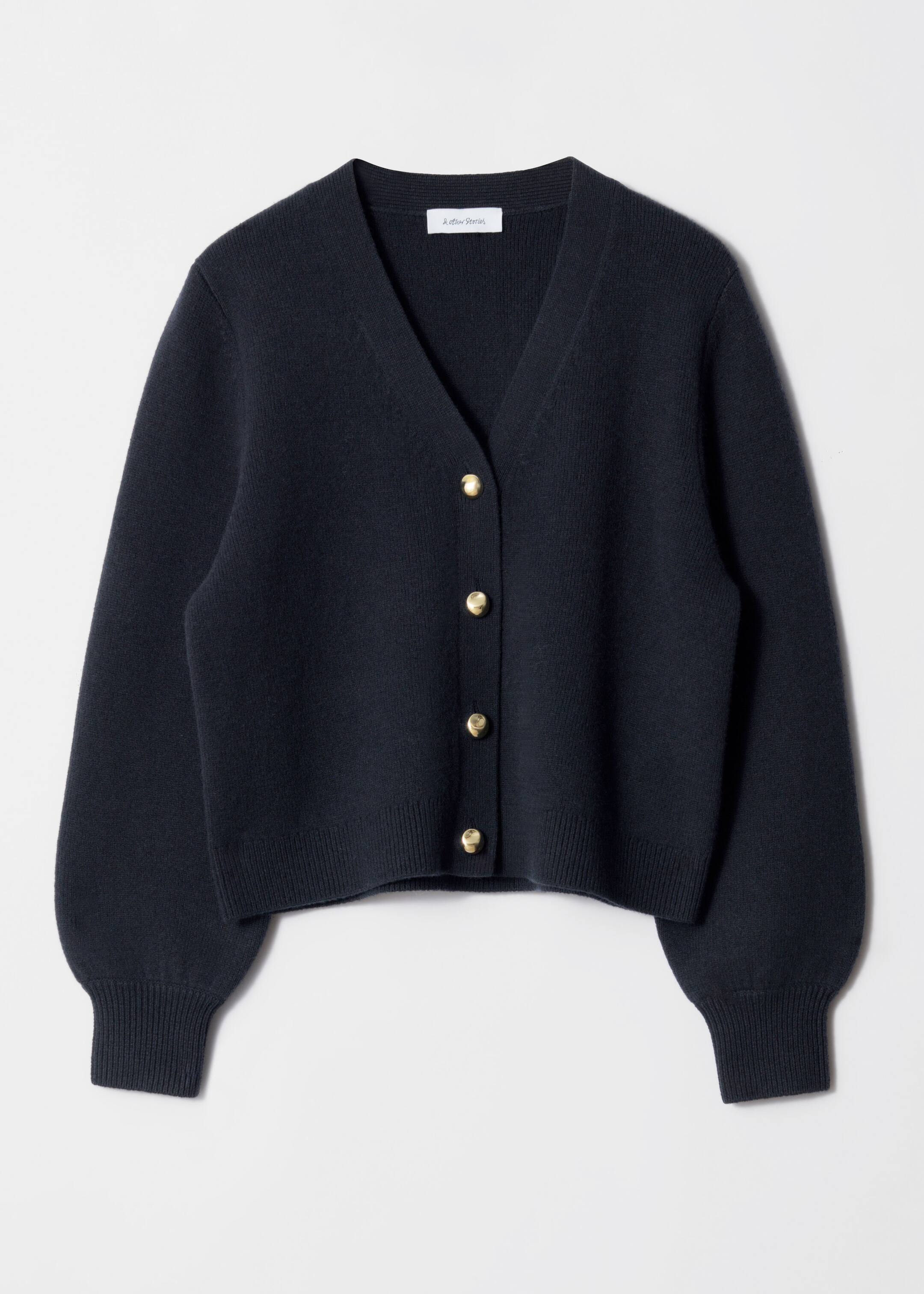 Visa större bild: Stickad kofta med avslappnad passform - Mörkblå - DAM | H&M SE 1