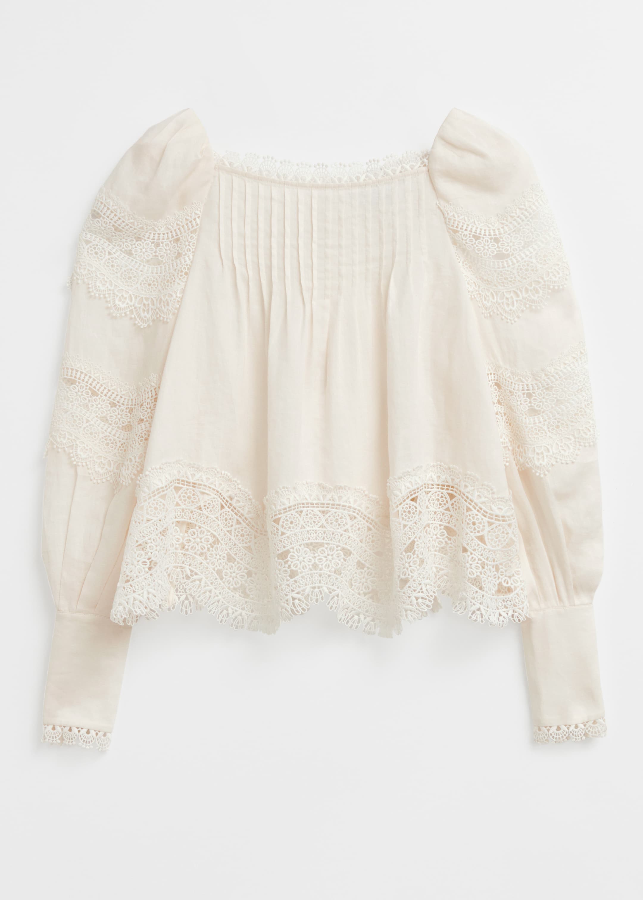 Vis større bilde: Blondetrimmet bluse - Hvit - DAME | H&M NO 1