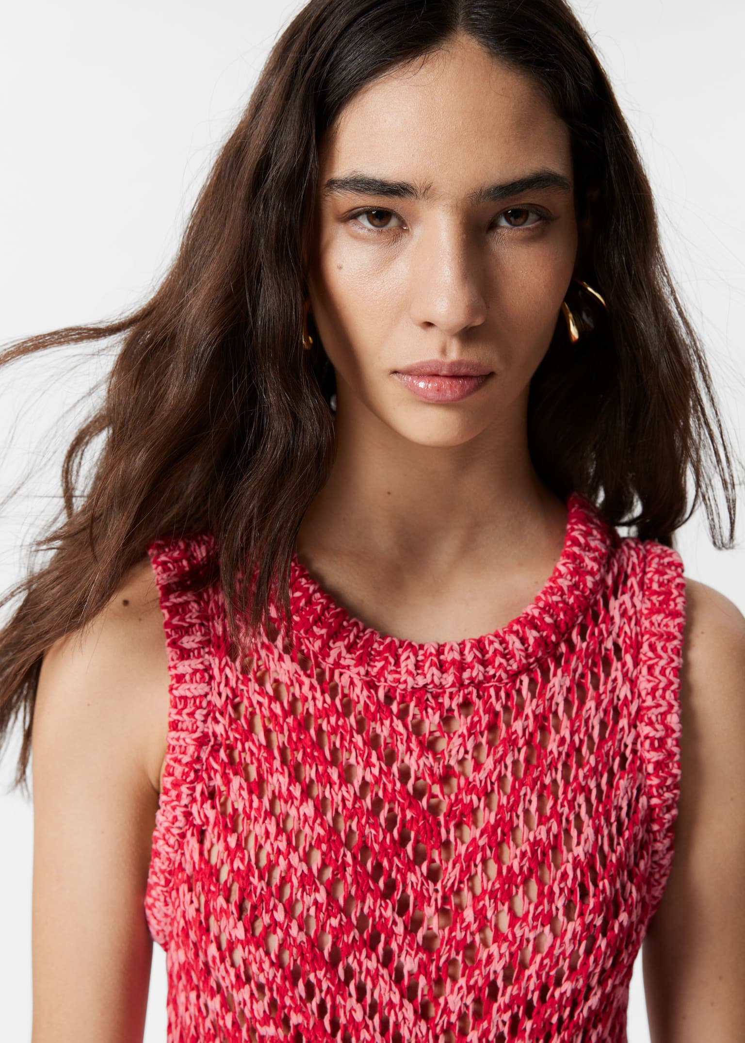 Vestido midi de punto - Rojo/Beige/Marrón - 3