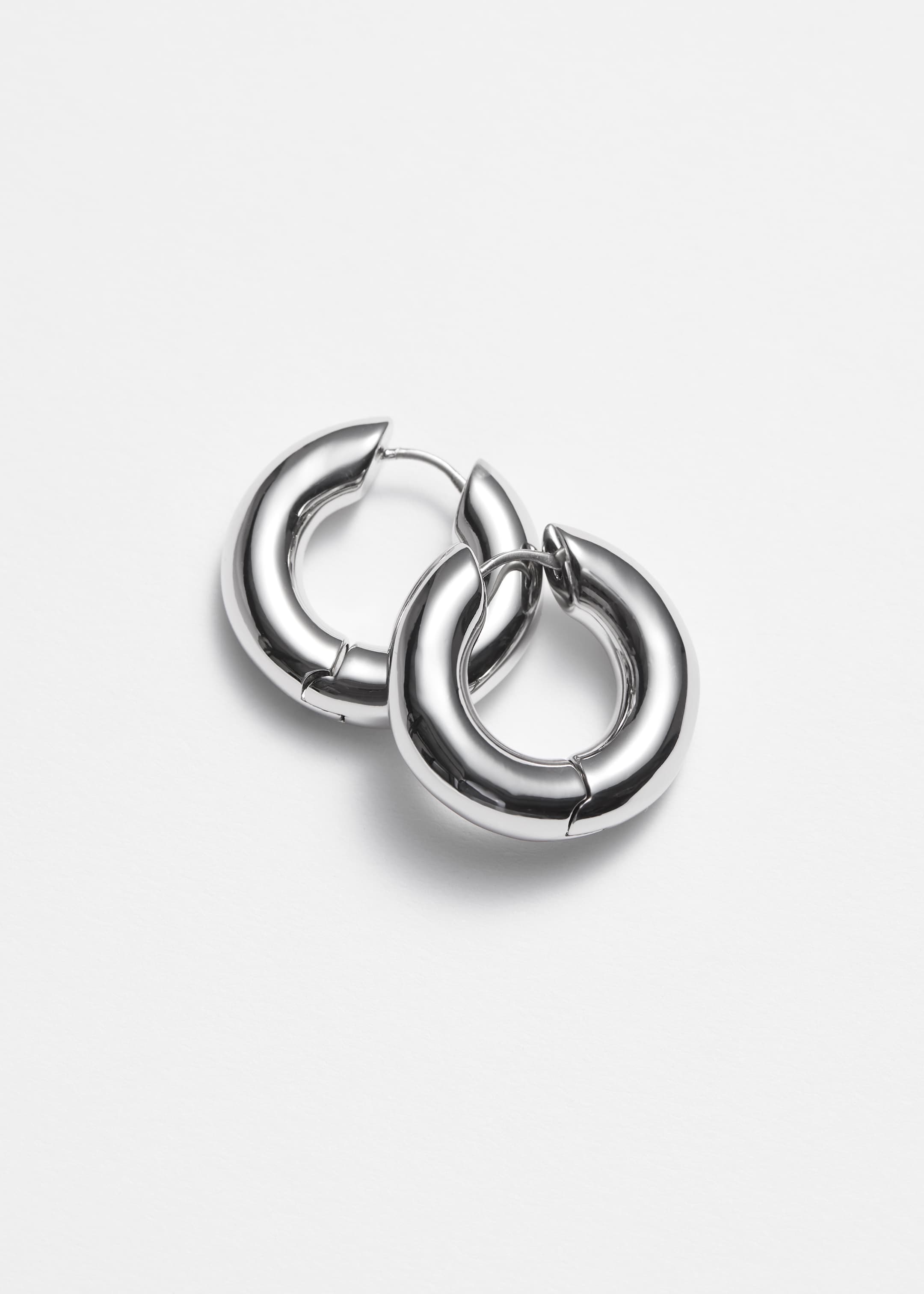 View larger image: Small Chunky Hoop Earrings - Silver - Ladies | H&M GB 1