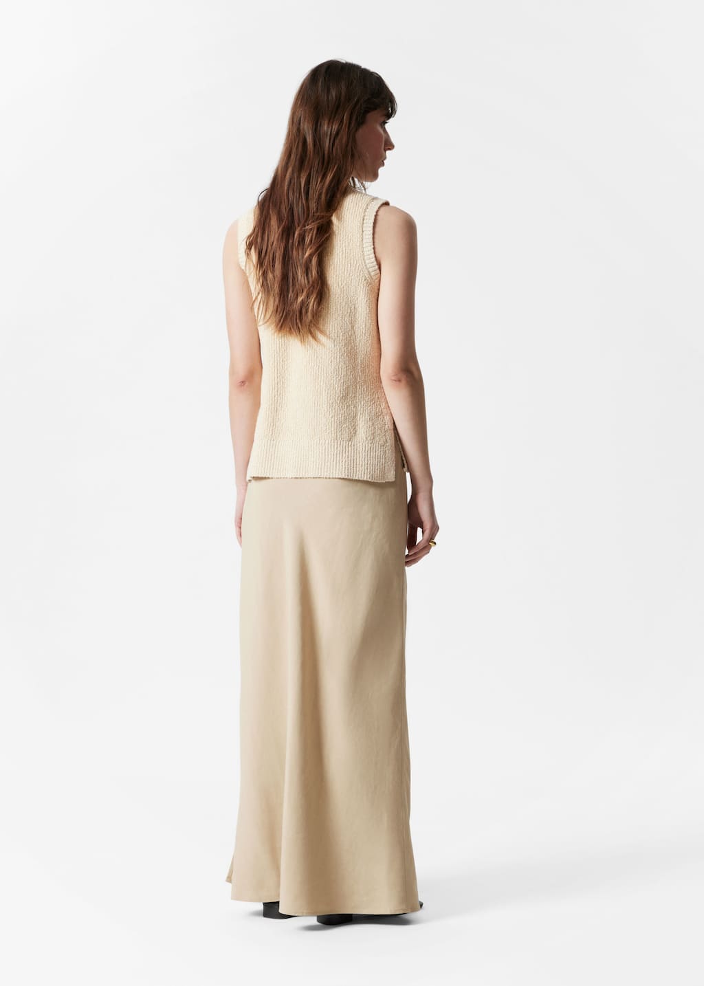 Maxifalda de cintura alta - Beige - Lookbook