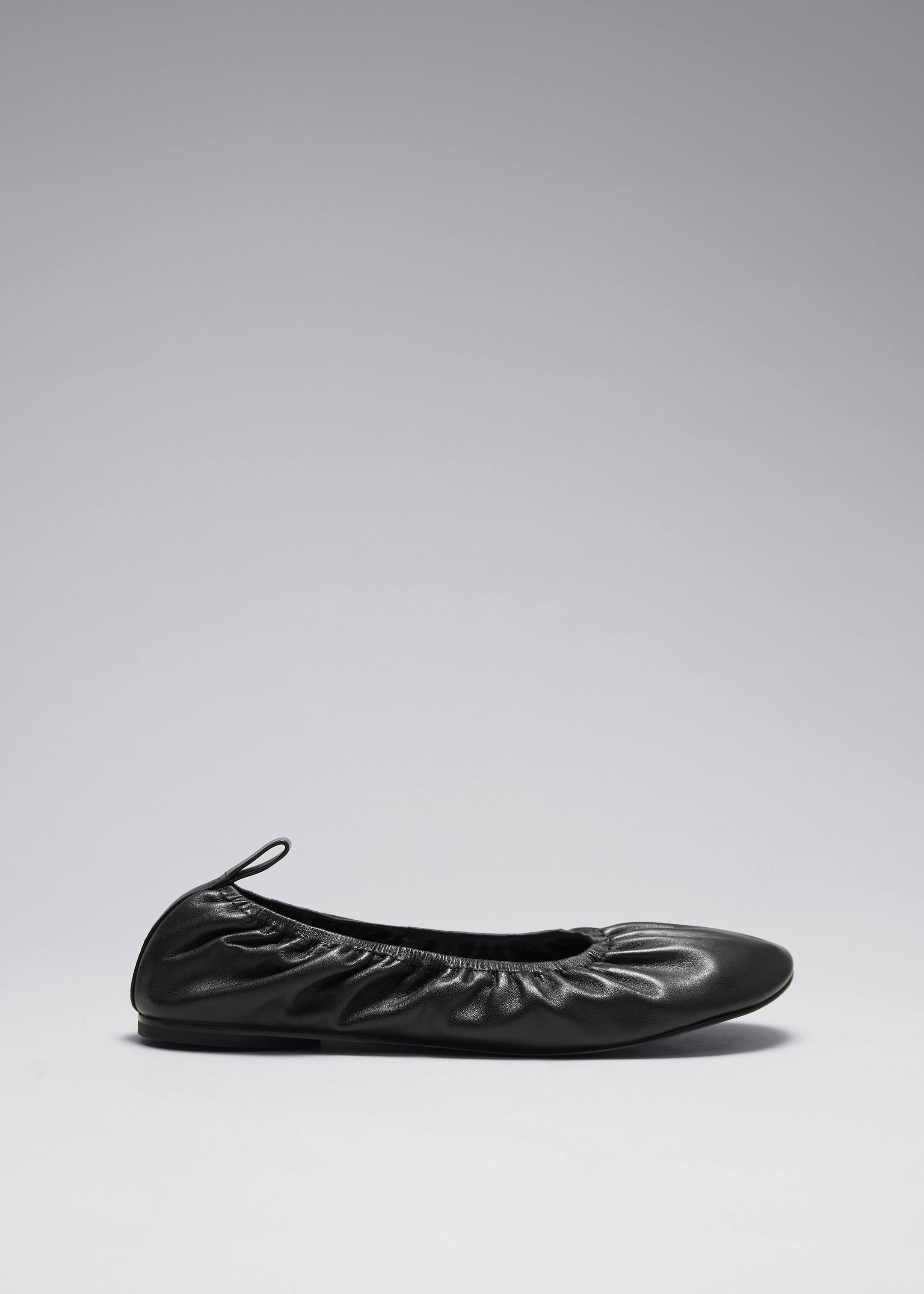 View larger image: Ruched Leather Ballet Flats - Black - Ladies | H&M GB 1