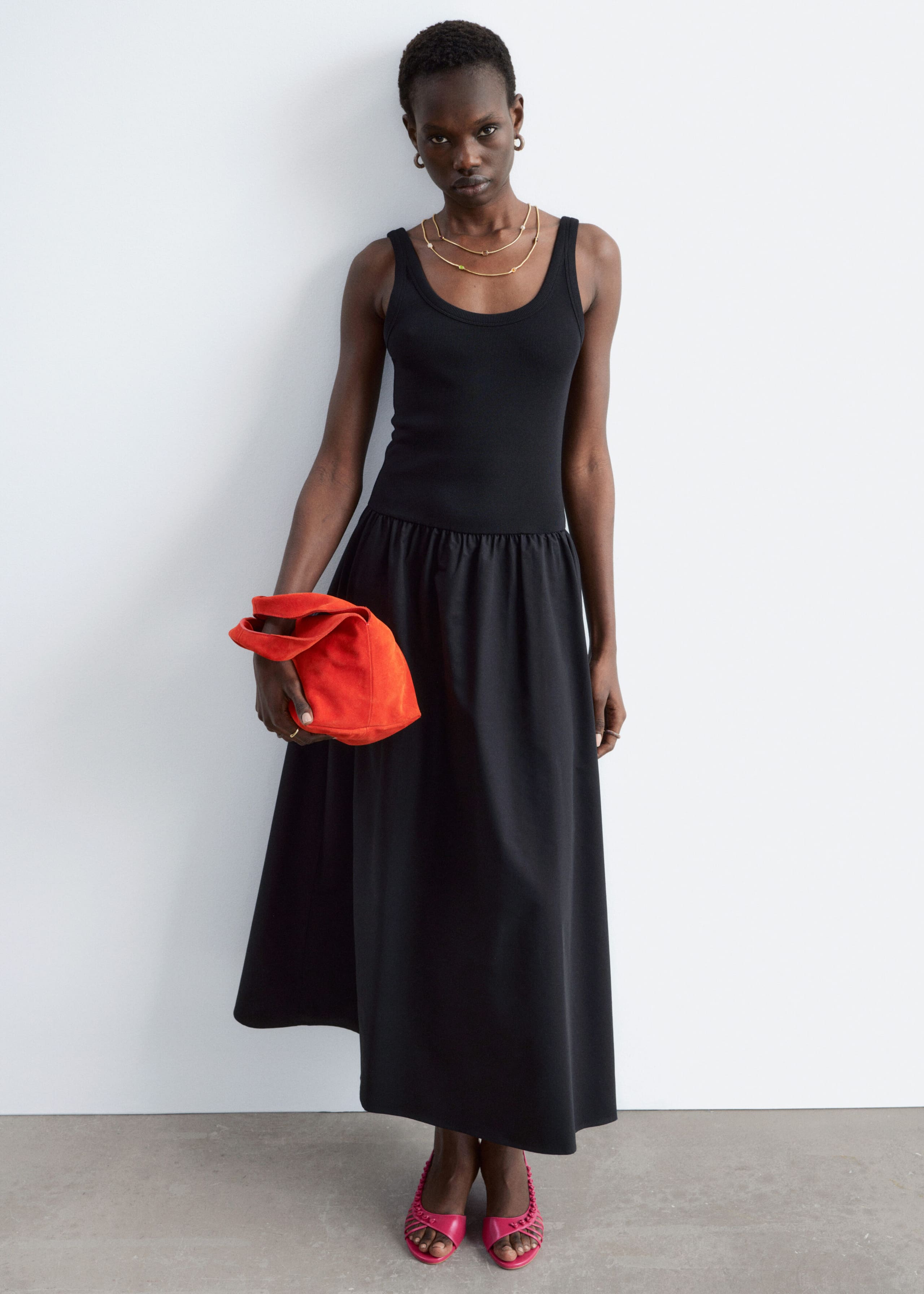 Cotton Rib Tank Midi Dress - Yellow - Lookbook