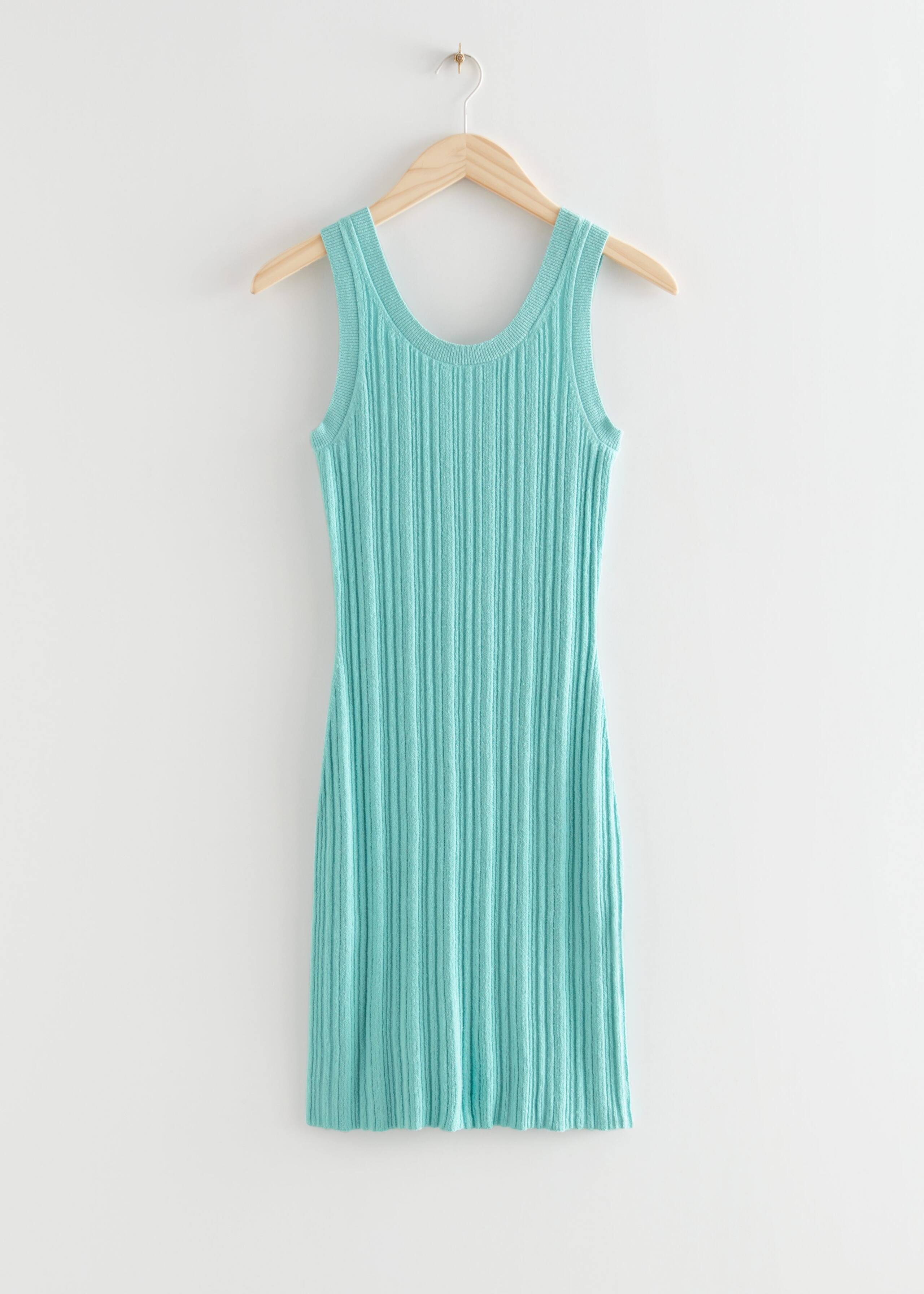 RibbedTankMidiKnittedDress - Turquoise - Natura morta