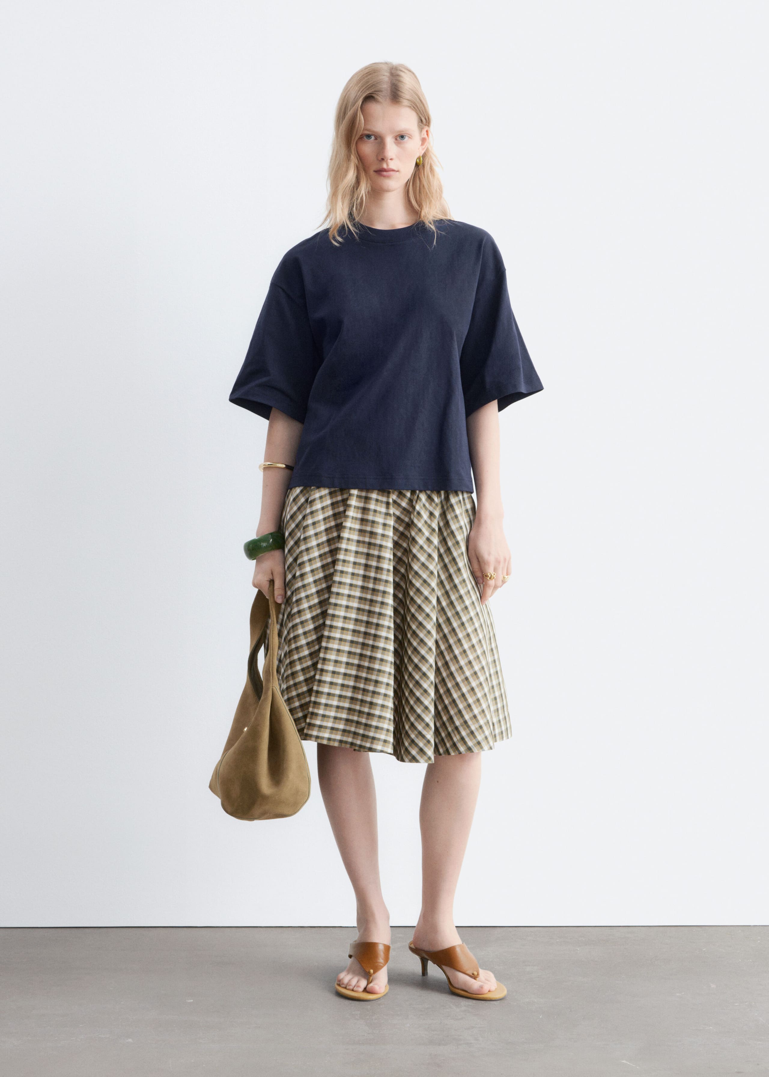 Recht katoenen T-shirt - Zwart - Lookbook