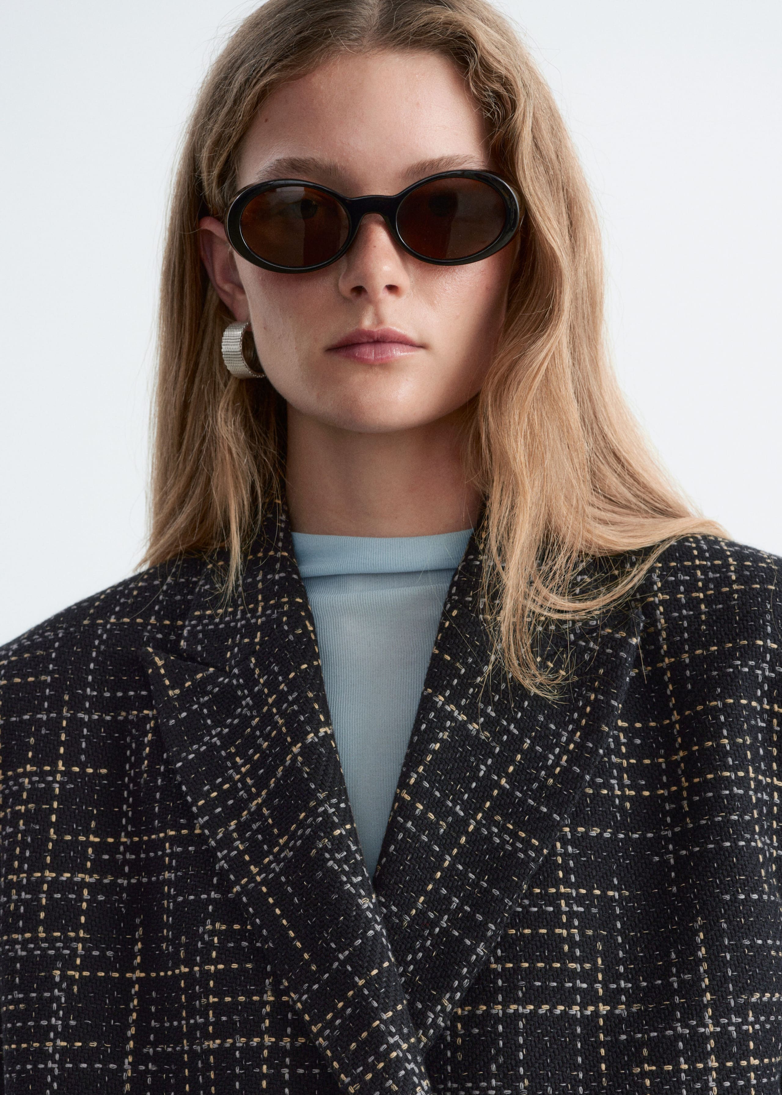 Cropped katoenen blazer - Zwart - Lookbook