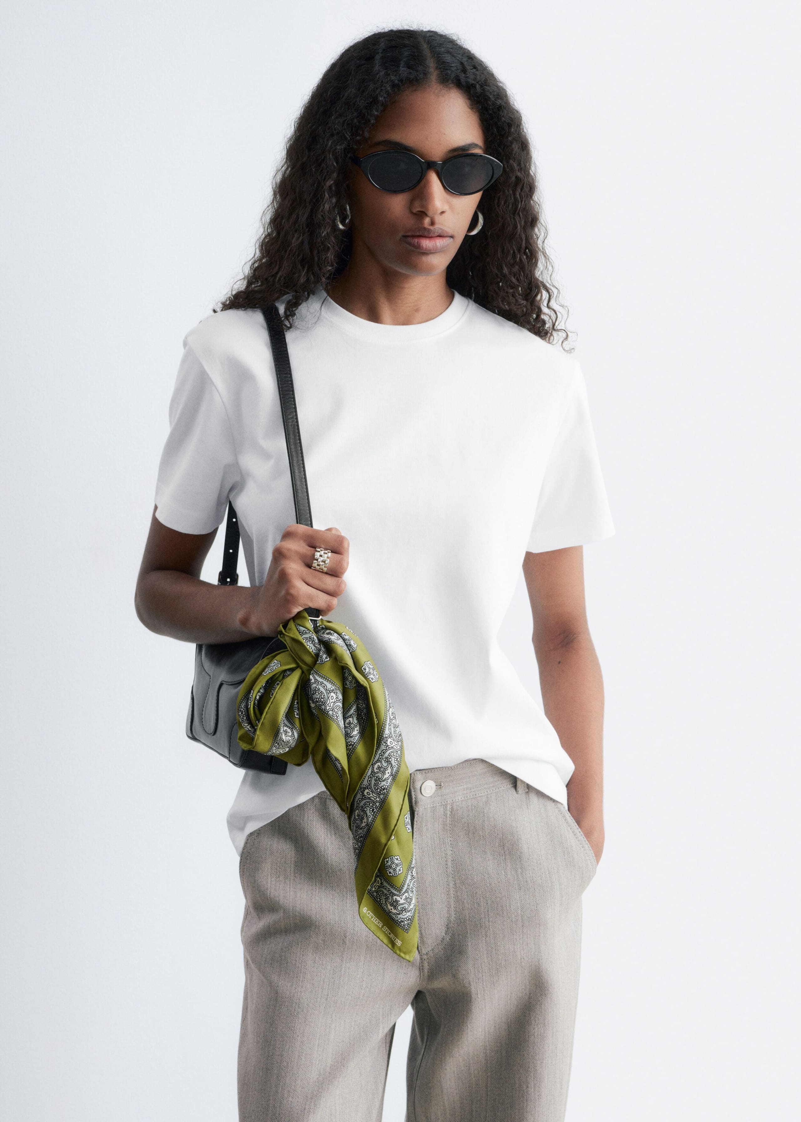 Image of Bawełniany T-shirt z okrągłym dekoltem