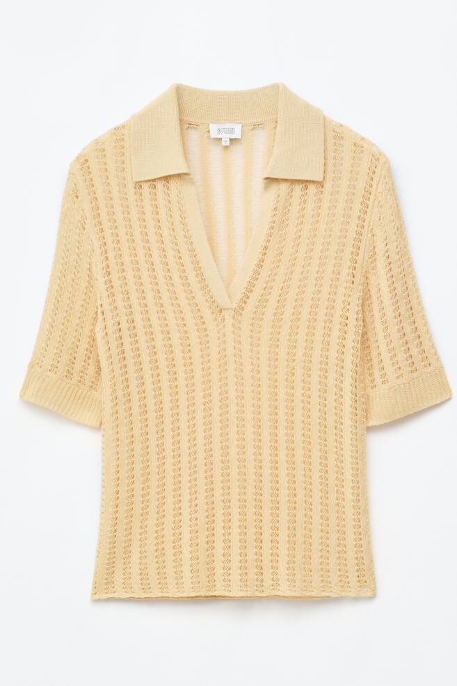 Open-Knit Polo Top - Yellow/White - 1