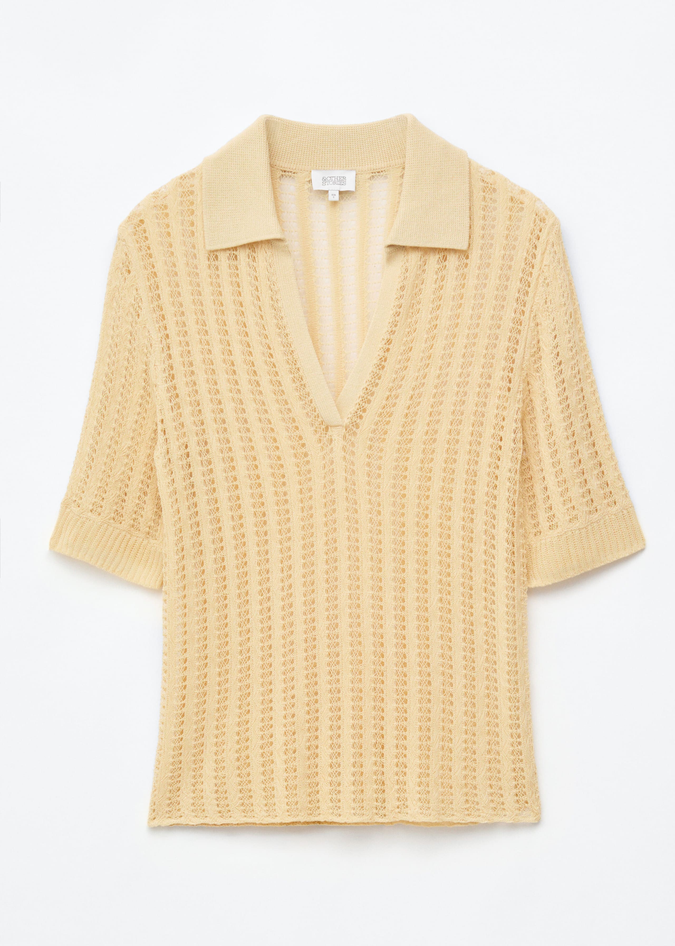 Image of Open-Knit Polo Top