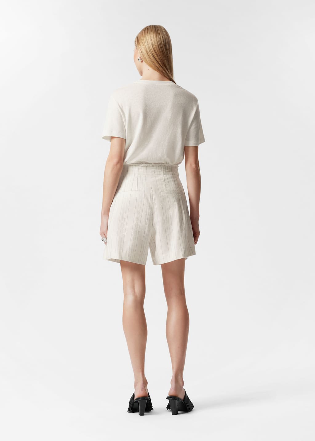 Image of Raw-Edge Pleated Shorts