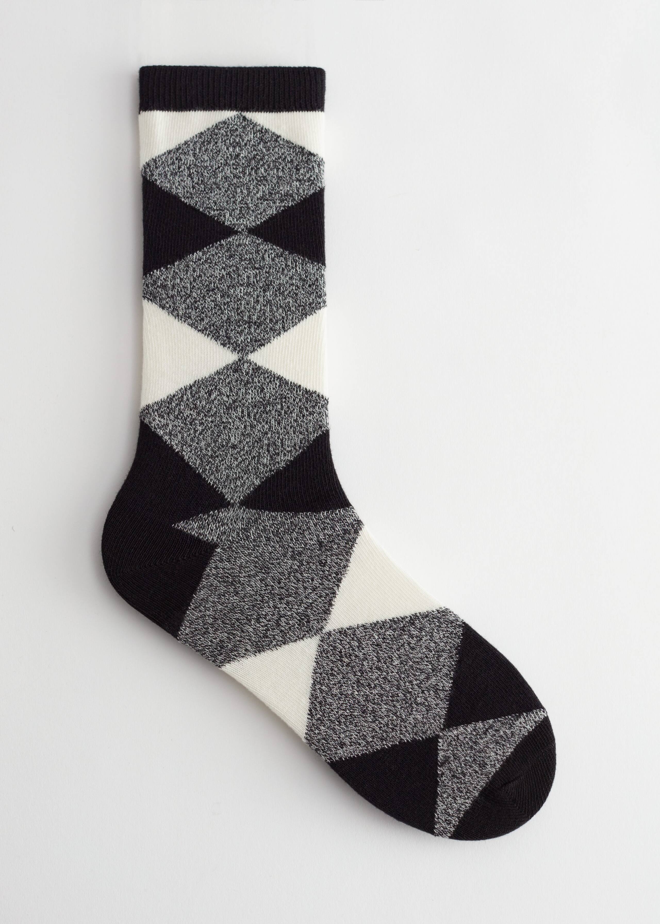 Classic Argyle Print Socks - Beige/Pink - Still Life
