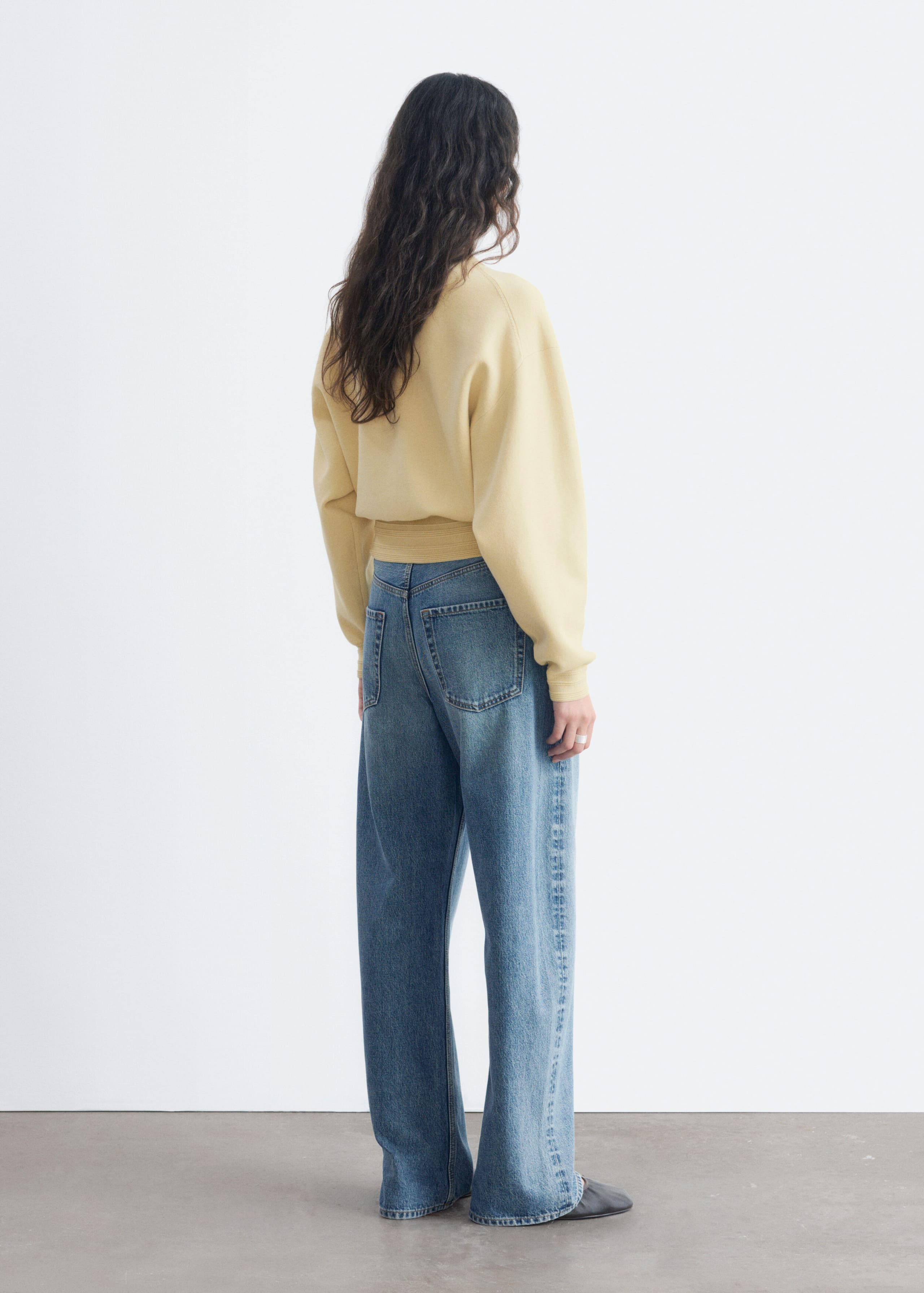 Rib-Trim Knitted Jumper - Cream - Lookbook