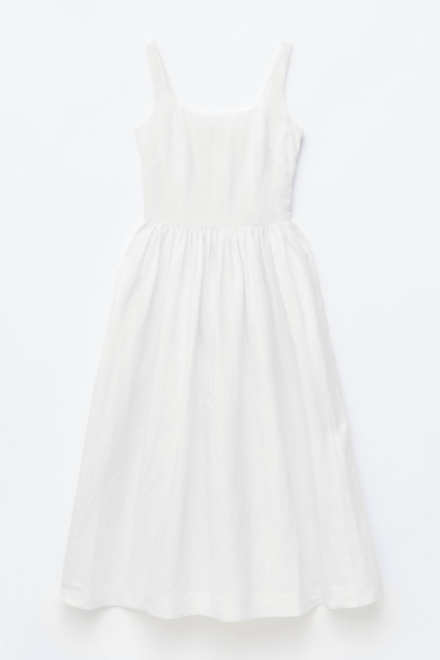 Fit-and-Flare Midi Dress - לבן/חום כהה - 1