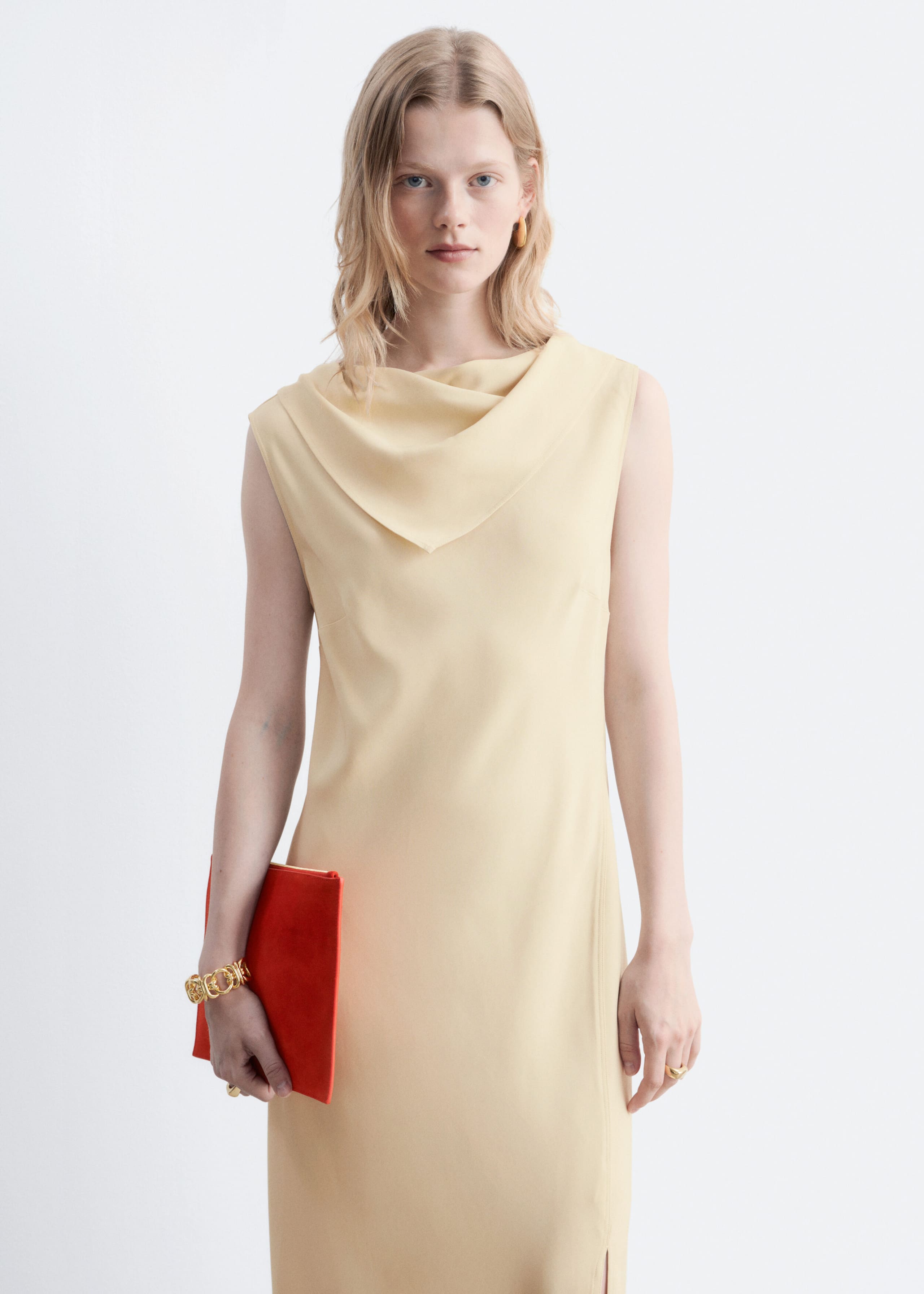 Scarf-Detail Midi Dress - Light Beige - Still Life