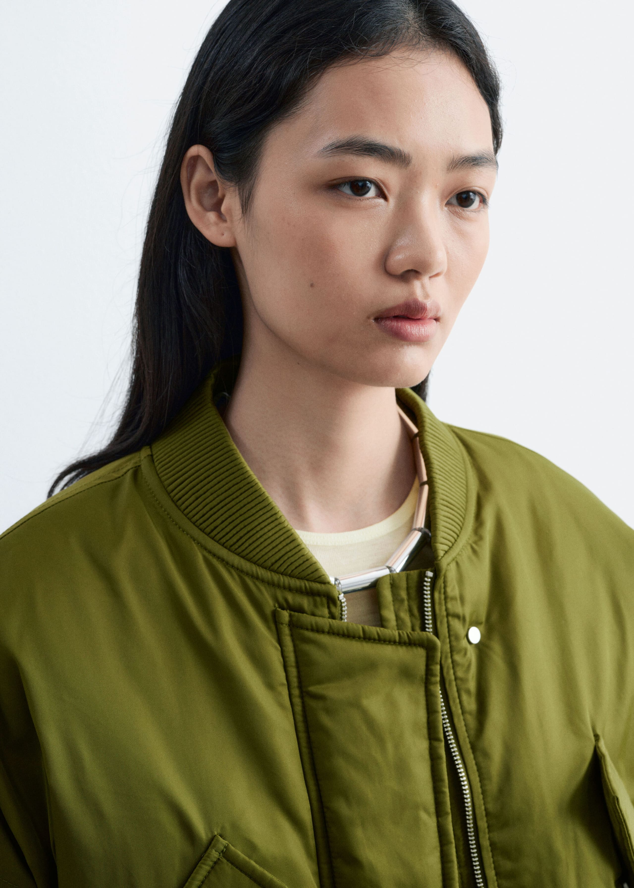 Cropped Bomber Jacket - Green - Lookbook
