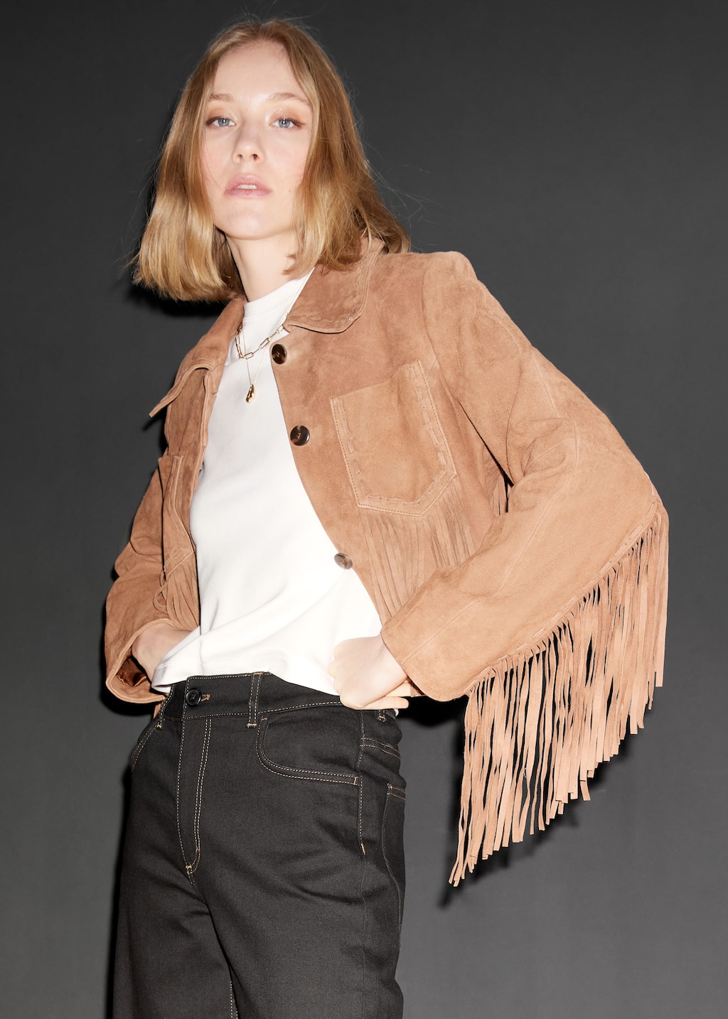 Image of Fringe Suede Jacket