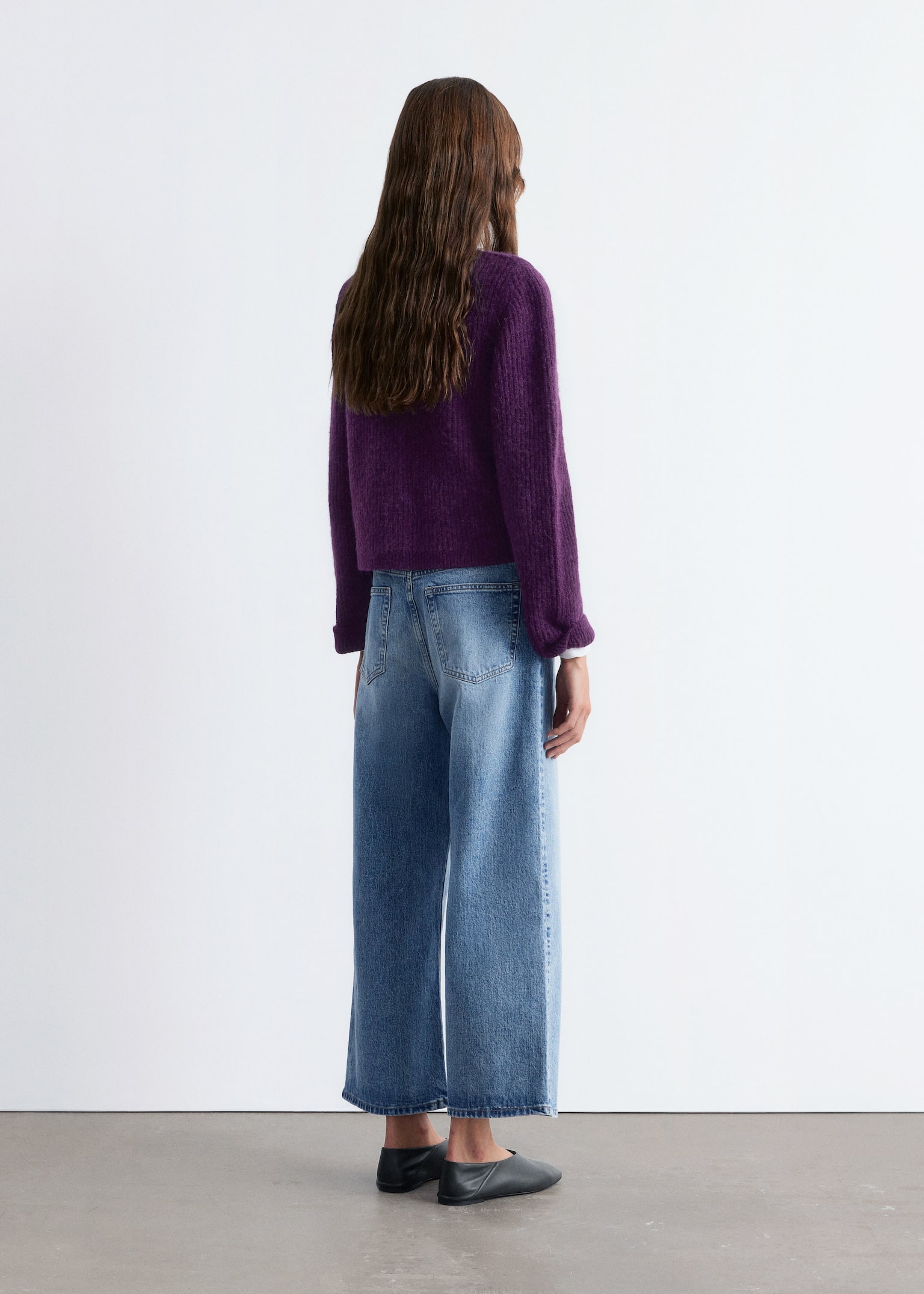 Rib-Knit Cardigan - Dark Purple/Mole/Black - 6
