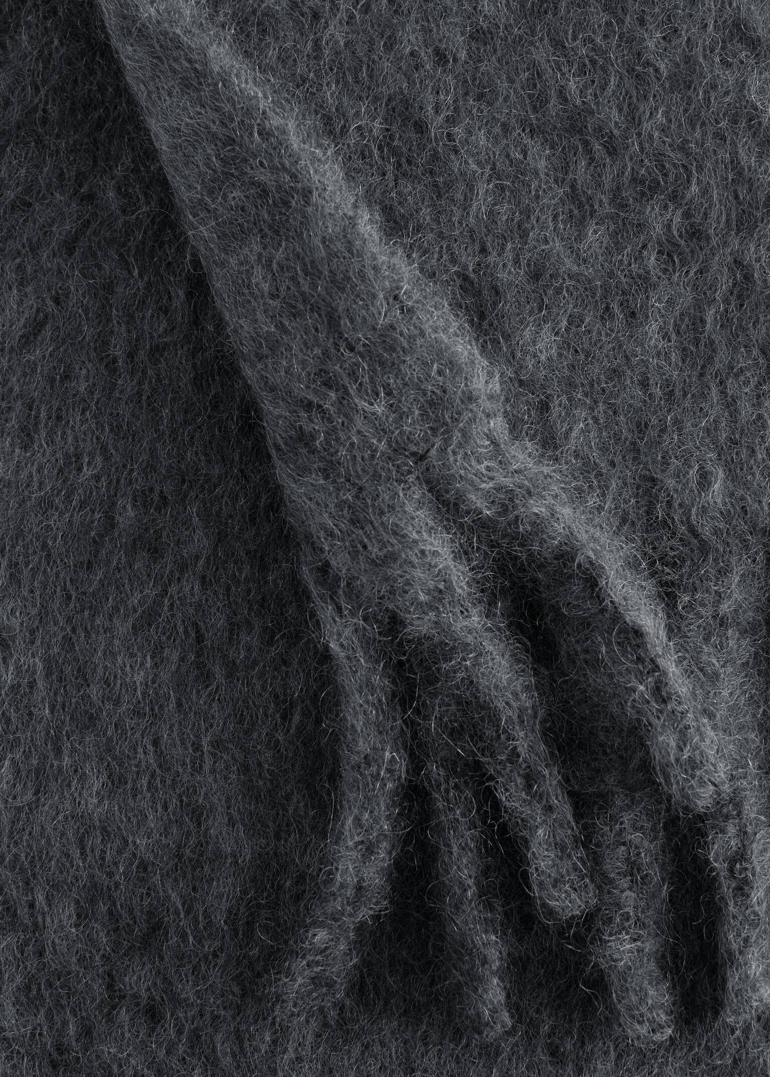 Stor halsduk i mohairblandning - Mörkgrå/melerad/Gråbeige/melerad/Ljusgul - 3