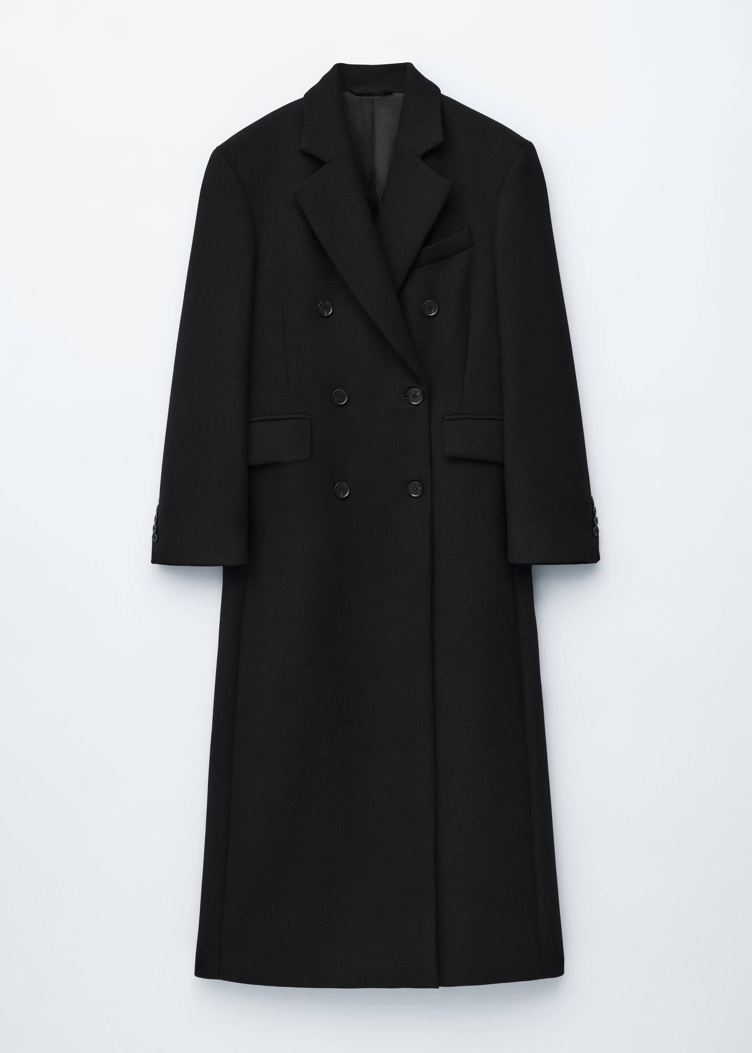 Long Wool Coat - Schwarz/Grau meliert - 2
