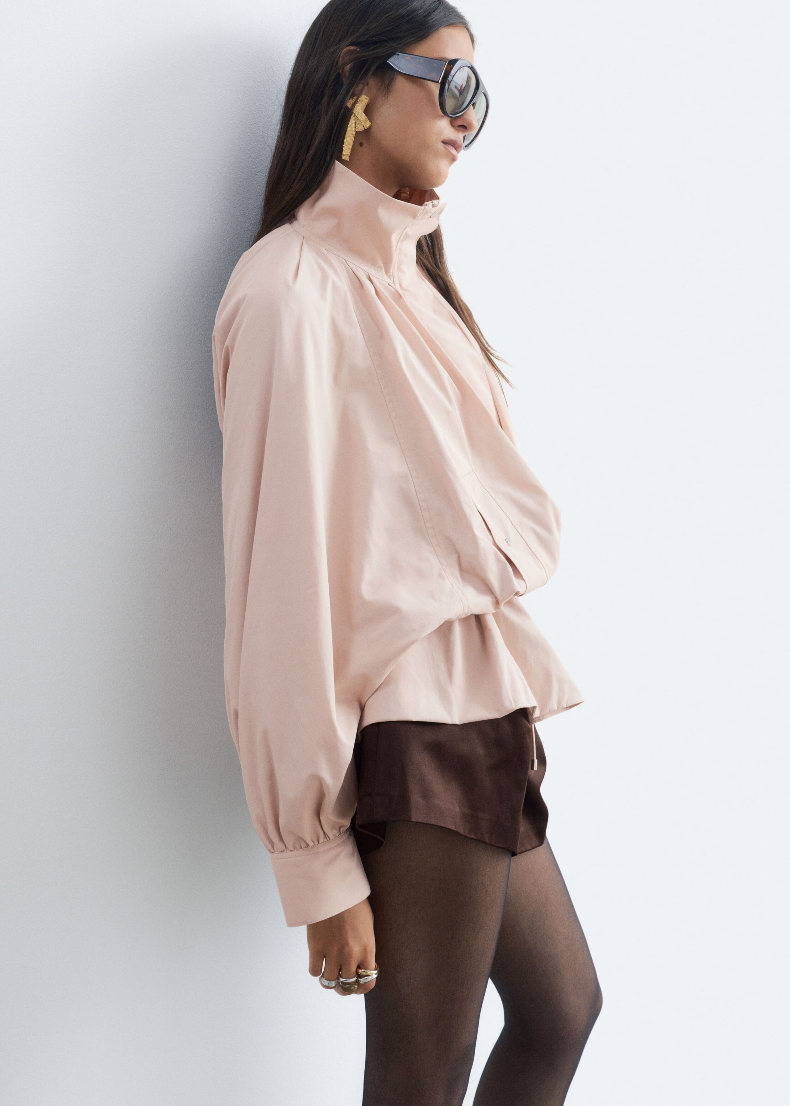 Nylon Funnel-Collar Jacket - Light Beige - Lookbook