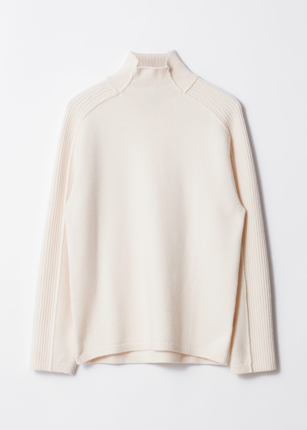 Pull en laine avec col roulé et empiècements - Blanc - Still Life