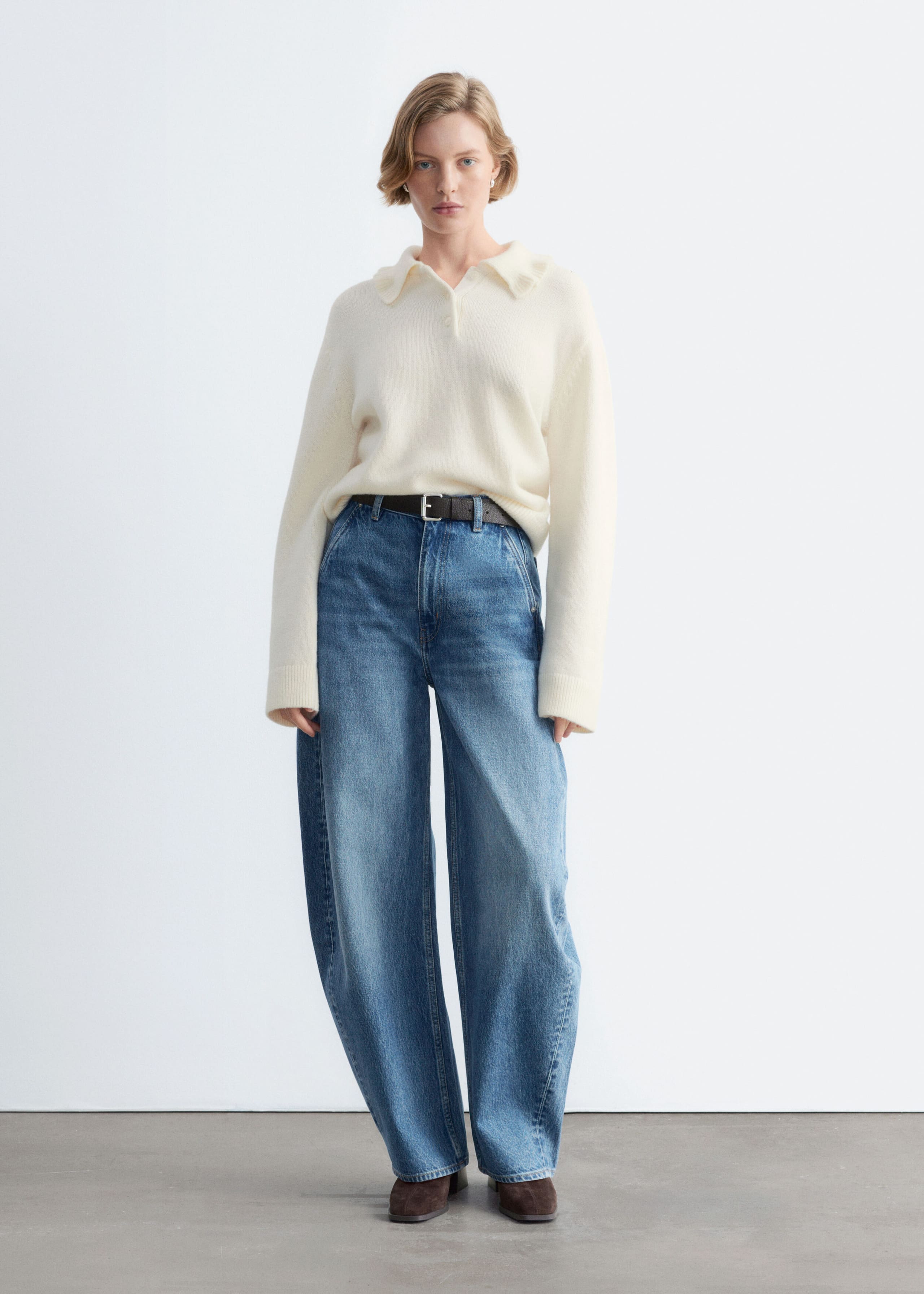 Pull à col volanté - Écru - Lookbook