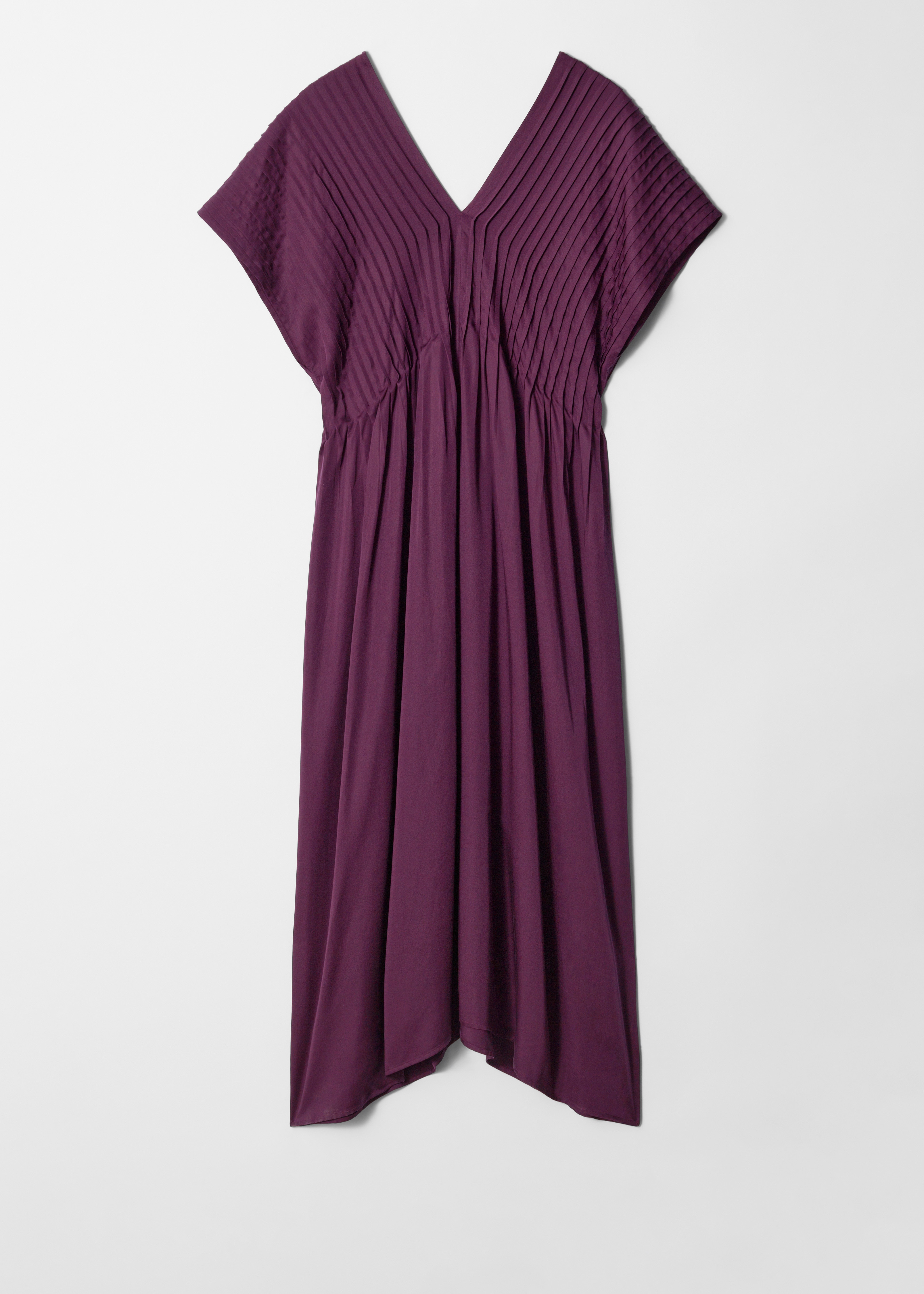 Robe midi plissée à manches chauve-souris - Violet foncé/Noir