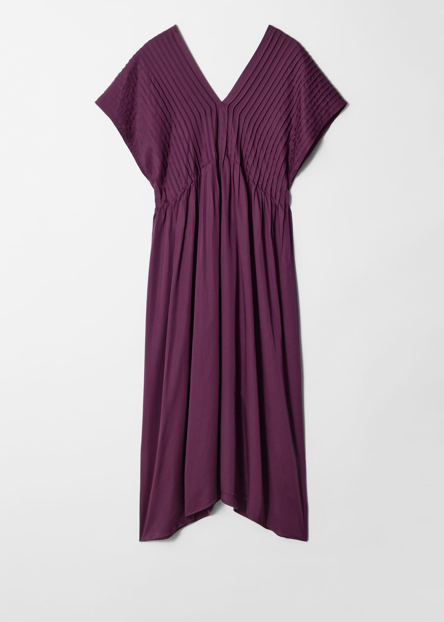 Vestido midi plisado con mangas dolman - Violeta oscuro/Negro - 2