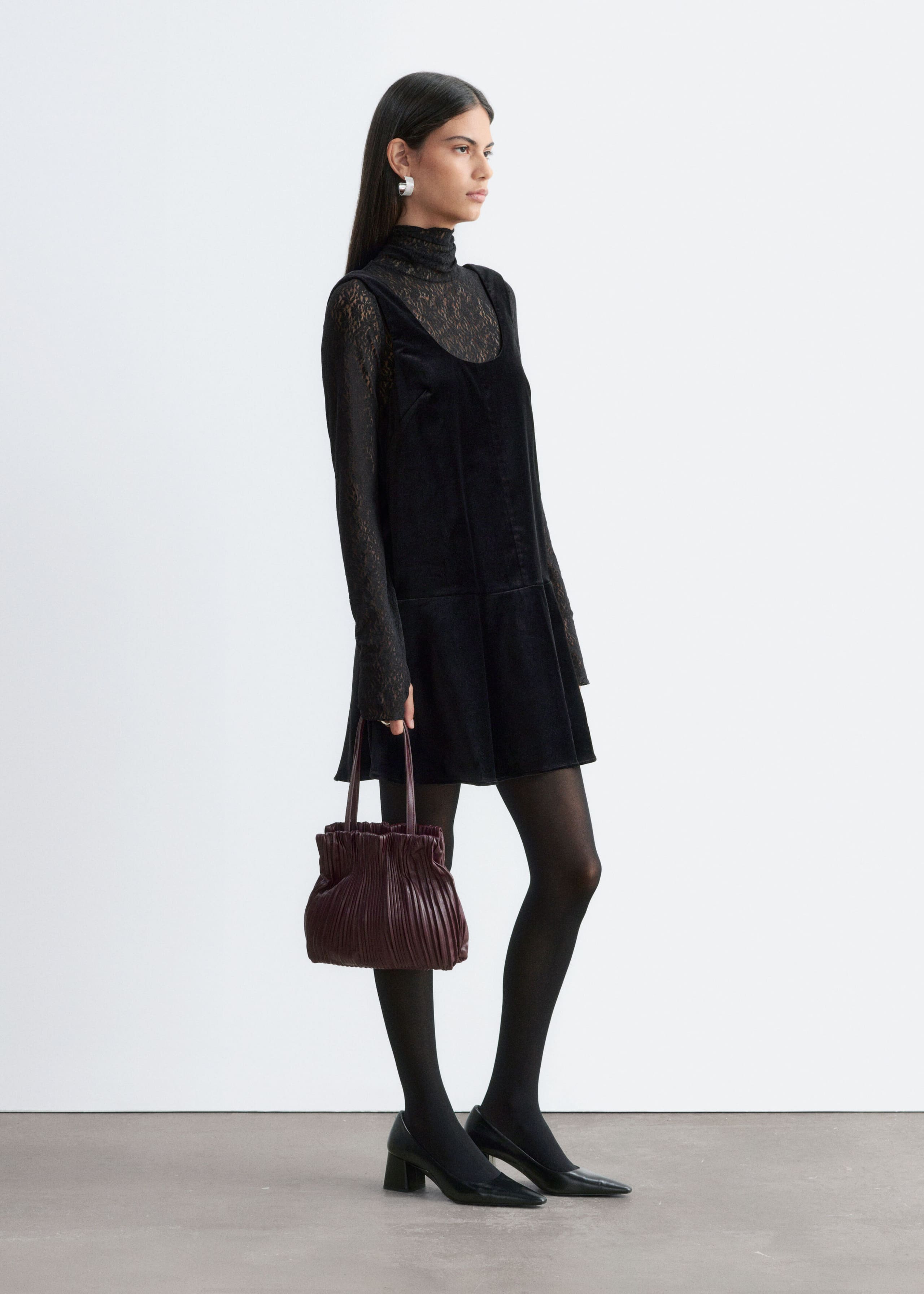 Velvet Mini Dress - Black - Lookbook